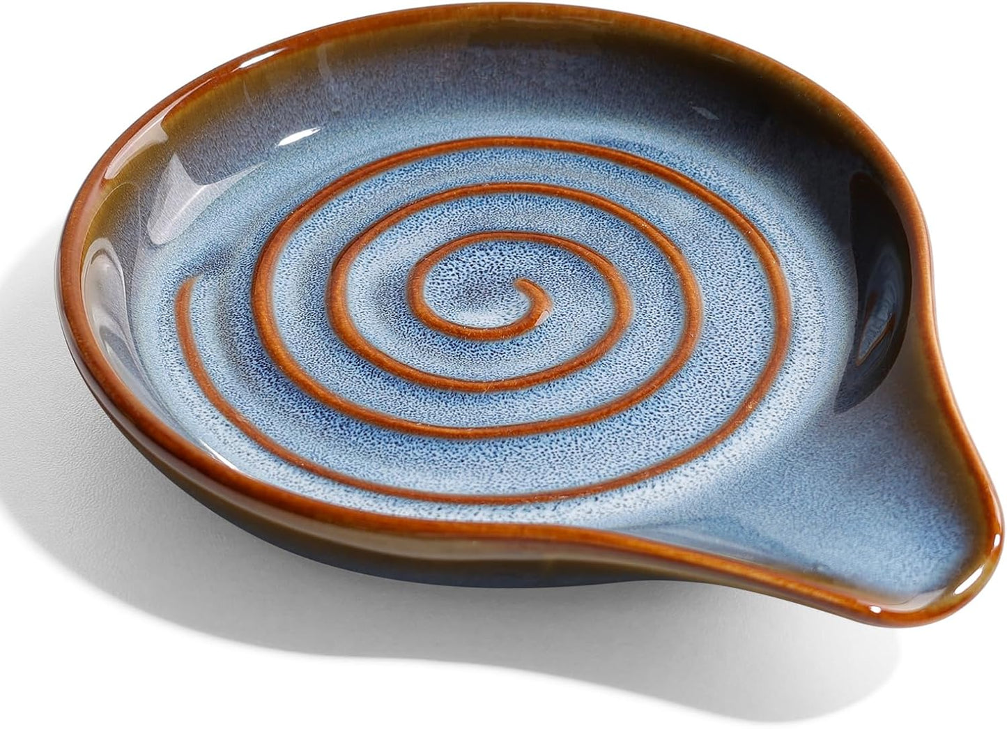 Spoon Rest for Stove Top, Large Ceramic Spoon Holder for Kitchen Counter, Heat Resistant Cooking Utensil Rest, Dishwasher Safe 5.1 Inch by ANTIS’S HOME (Blue)