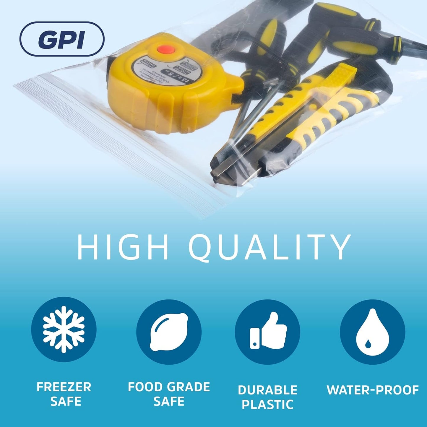 CLEAR PLASTIC RECLOSABLE ZIP BAGS - Bulk GPI Pack Of 500 5" x 8" 4mil Thick Heavy Duty strong & Durable Poly Baggies With Resealable Zipper Lock For Travel, Storage, Packaging & Shipping.