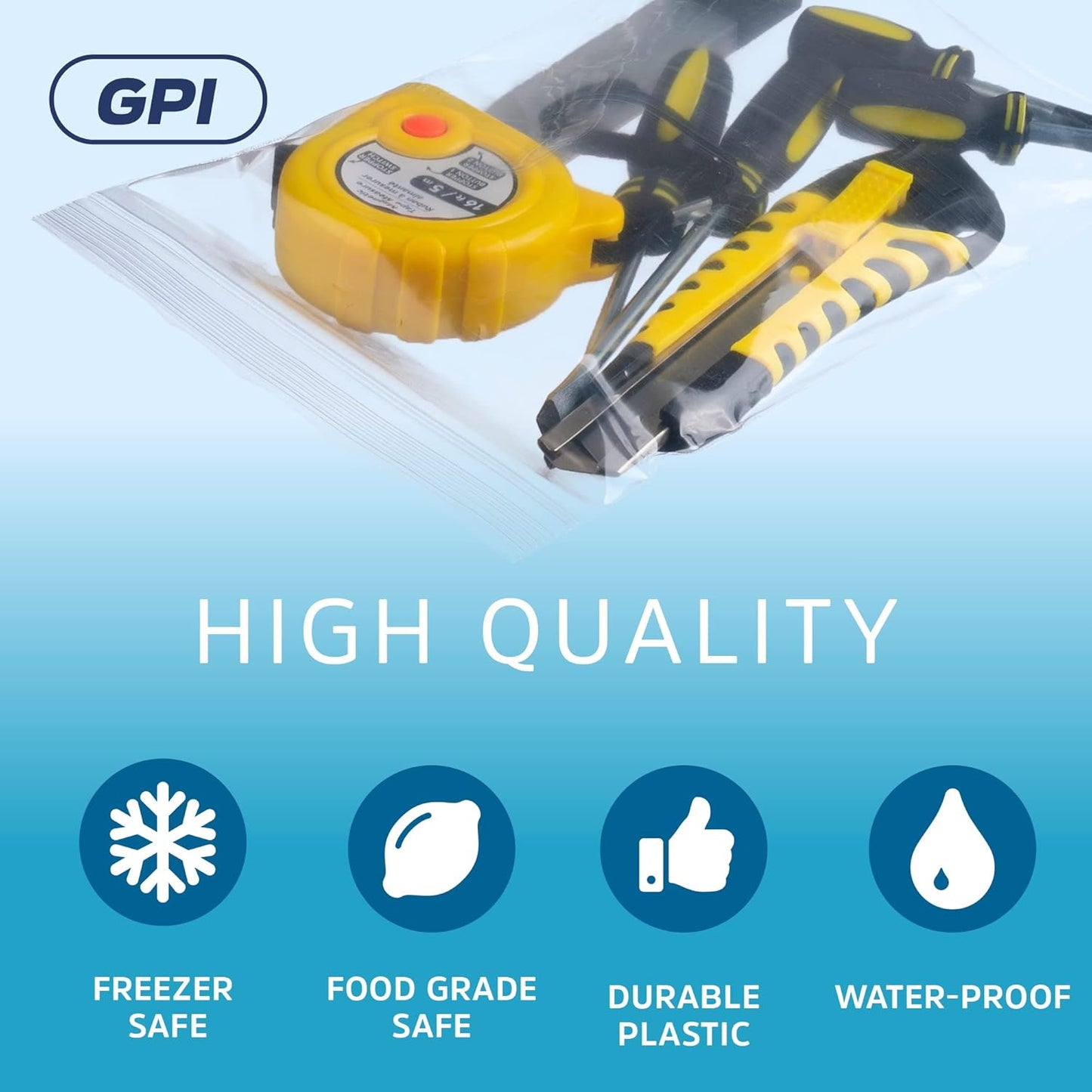 CLEAR PLASTIC RECLOSABLE ZIP BAGS - Bulk GPI Pack Of 200 5"x8" 4mil Thick Heavy Duty strong & Durable Poly Baggies With Resealable Zipper Lock For Travel, Storage, Packaging & Shipping.