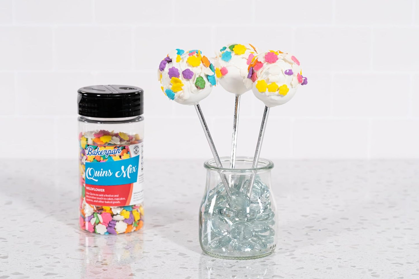 Bakerpan Spring Sprinkles for Cake Decorating - Flower Confetti Edible 4 Ounces - Edible Confetti Sprinkles for Cupcakes, Ice Cream, Cookies, Cakes (Made in USA)