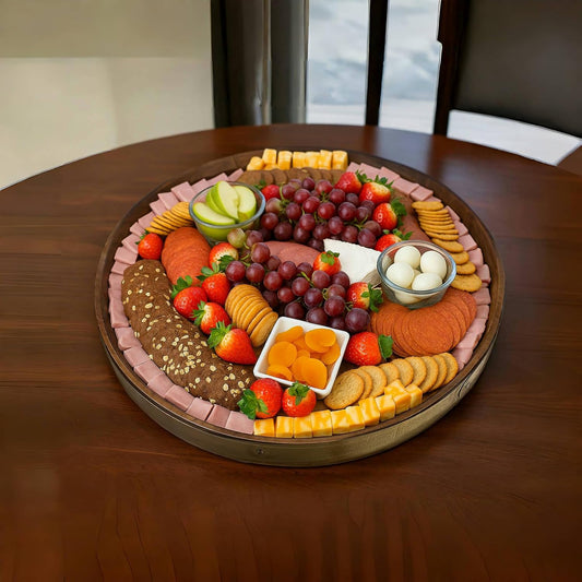 23" Large Solid Wood Lazy Susan Turntable – 360° Rotating Serving Tray for Charcuterie, Cheese – Farmhouse Wooden Organizer for Countertop, Dining Table, Kitchen