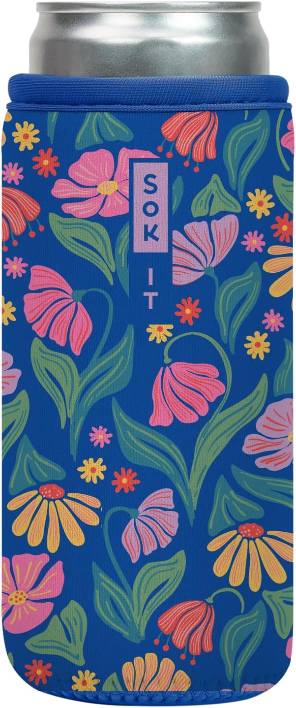 Sok It CanSok Sleeve for Beer & Soda Insulated Neoprene Cover (Fairy Flora, 12oz Slim Can Sleeve)