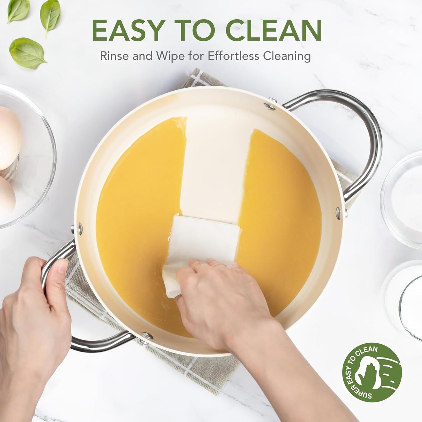 MICHELANGELO Stock Pot with Lid, 6 Quart Cooking Pot with Ceramic Coating, Nonstick Ceramic Soup Pot with Lid, Induction Compatible - 6QT Stockpot, Green