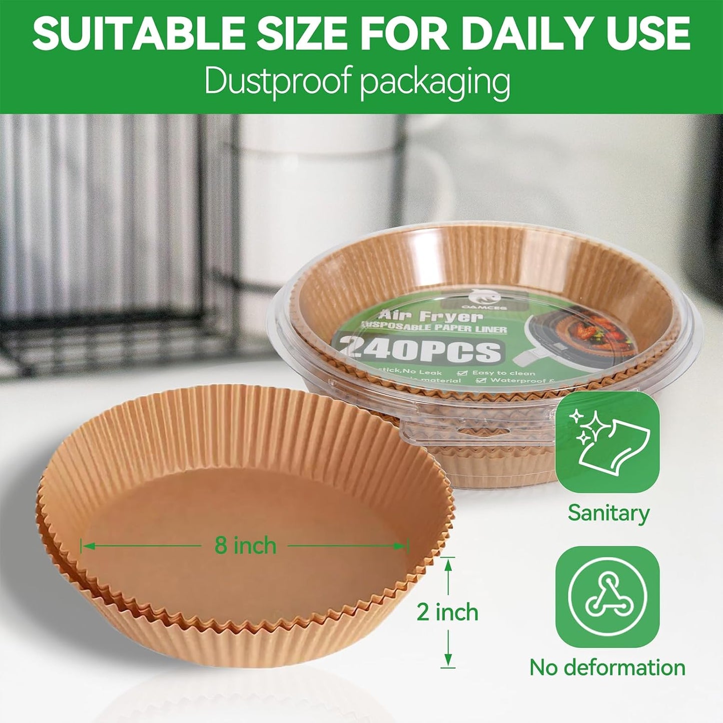 Air Fryer Liners,240 PCS Round Non-stick Disposable Paper Liners for 5-8QT, OAMCEG 8 inch Air Fryer Parchment Baking Paper for Frying, Baking, Cooking, Roasting and Microwave