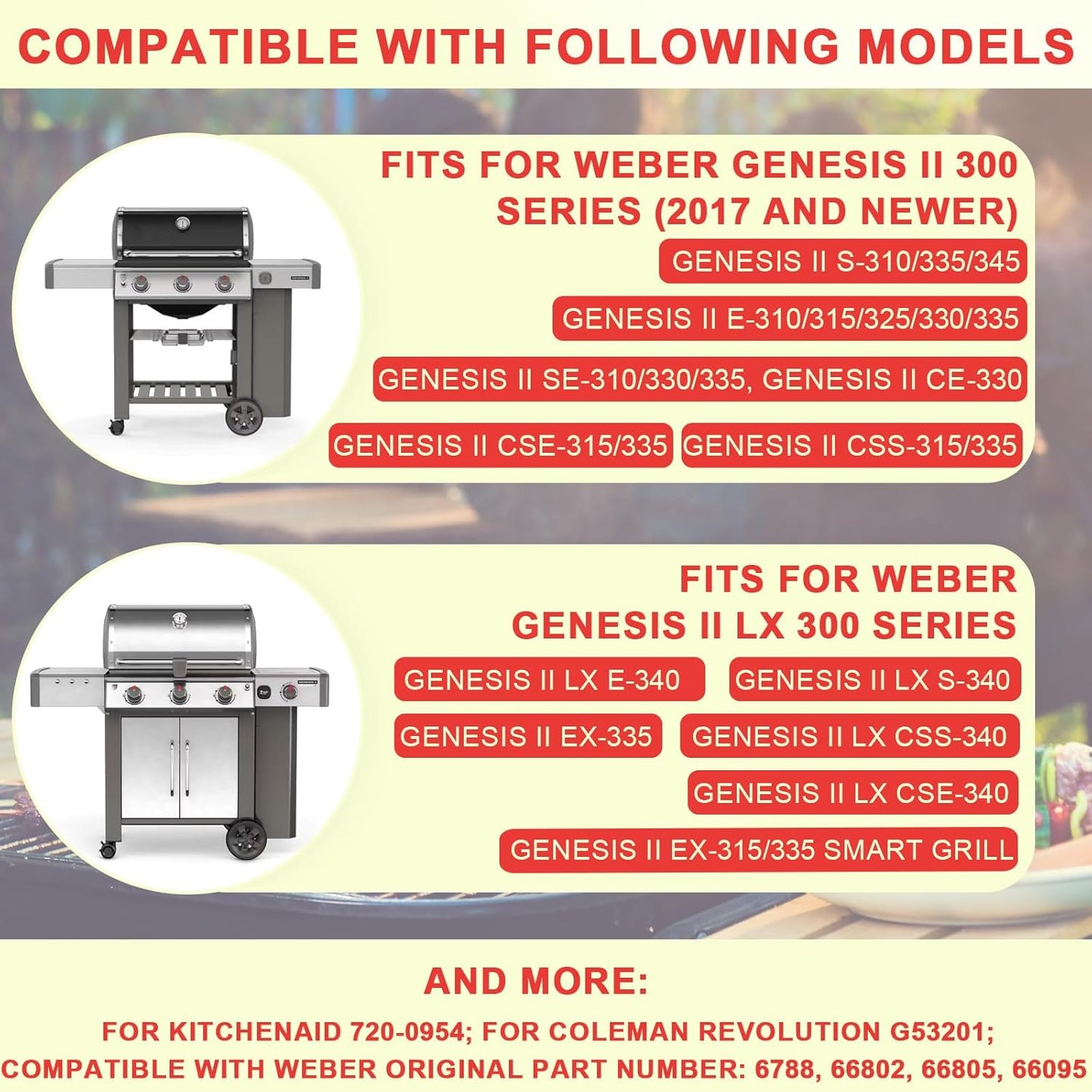 6788 Genesis II 300 Full Size Griddle Insert for Weber GS4 Genesis II 300 Series Grill Genesis II E-335 E-310 E-330 E-315 S-310 SX335 E-325 EX-335 Flat Top Griddle, Carbon Steel for 66095 66802