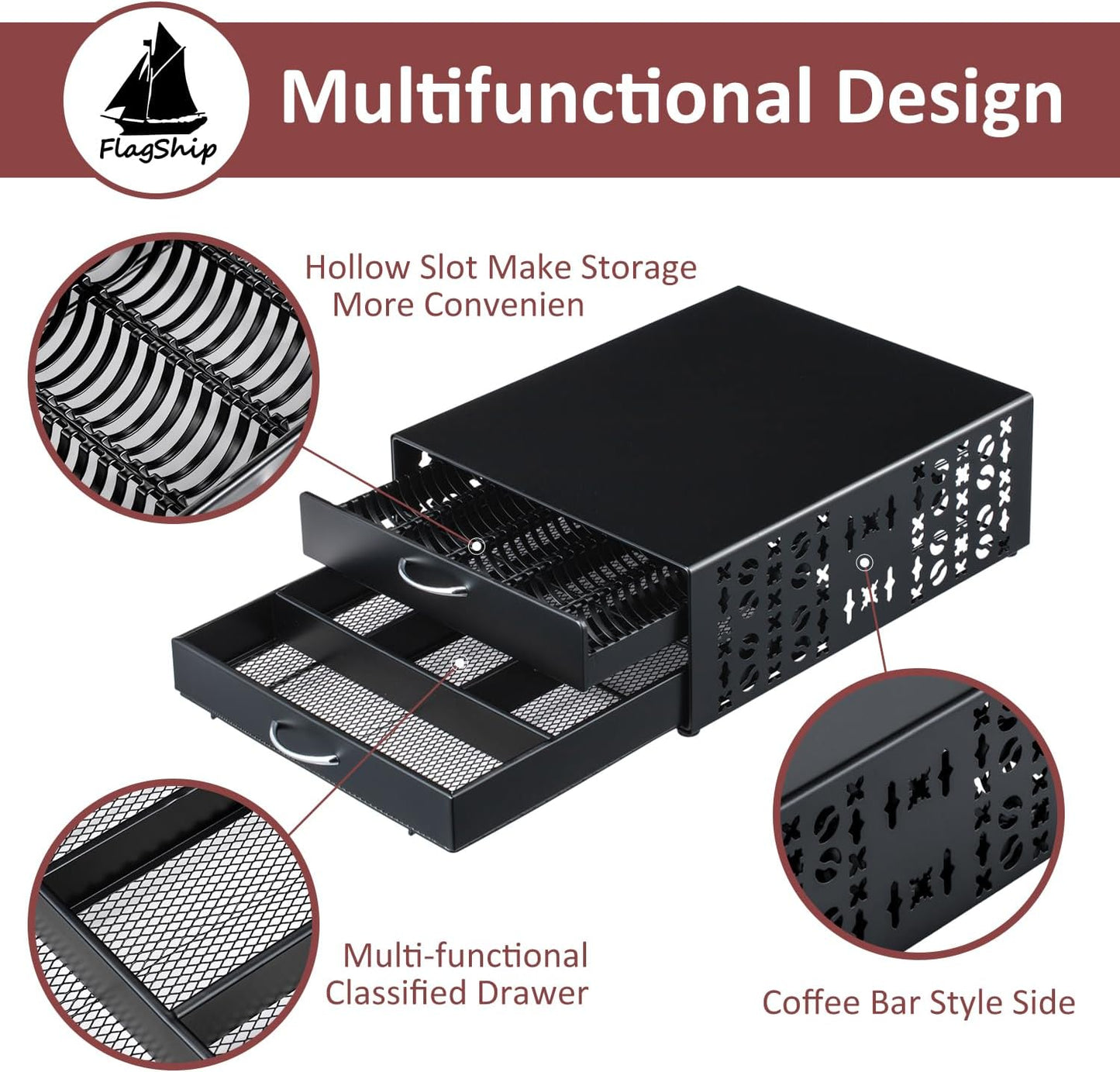 Flagship for Vertuo Pod Holder Coffee Accessories Organizar for Nespresso Pod Storage Large Capacity Fits All Size Coffee Station for Coffee Bar