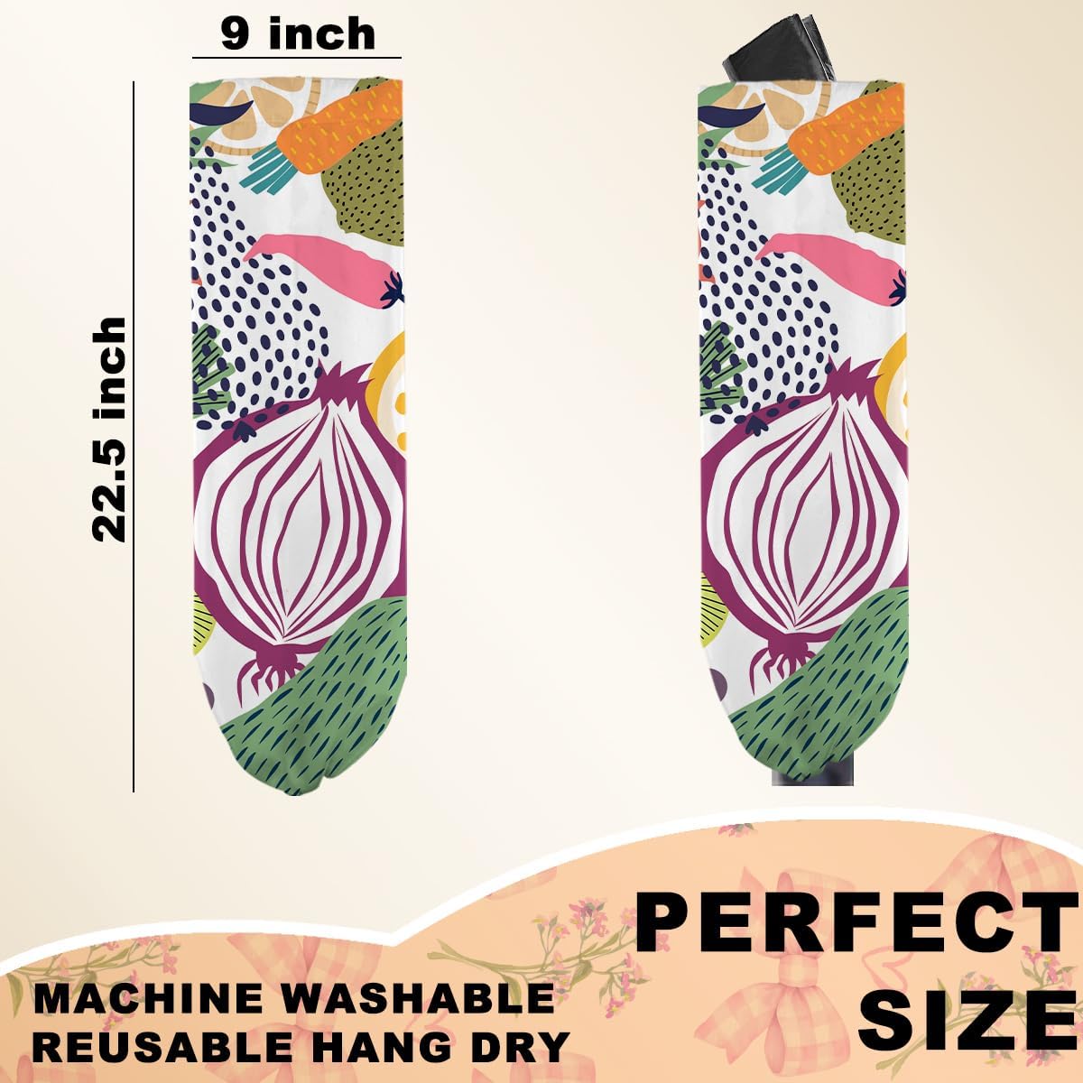 2Pcs Abstract Summer Fruits Plastic Bag Holder for Kitchen Essentials, Grocery Bag Holder for Plastic Bags, Dragon Fruit Orange Peach Reusable Grocery Bags Storage Dispenser for Home Kitchen Farmhouse