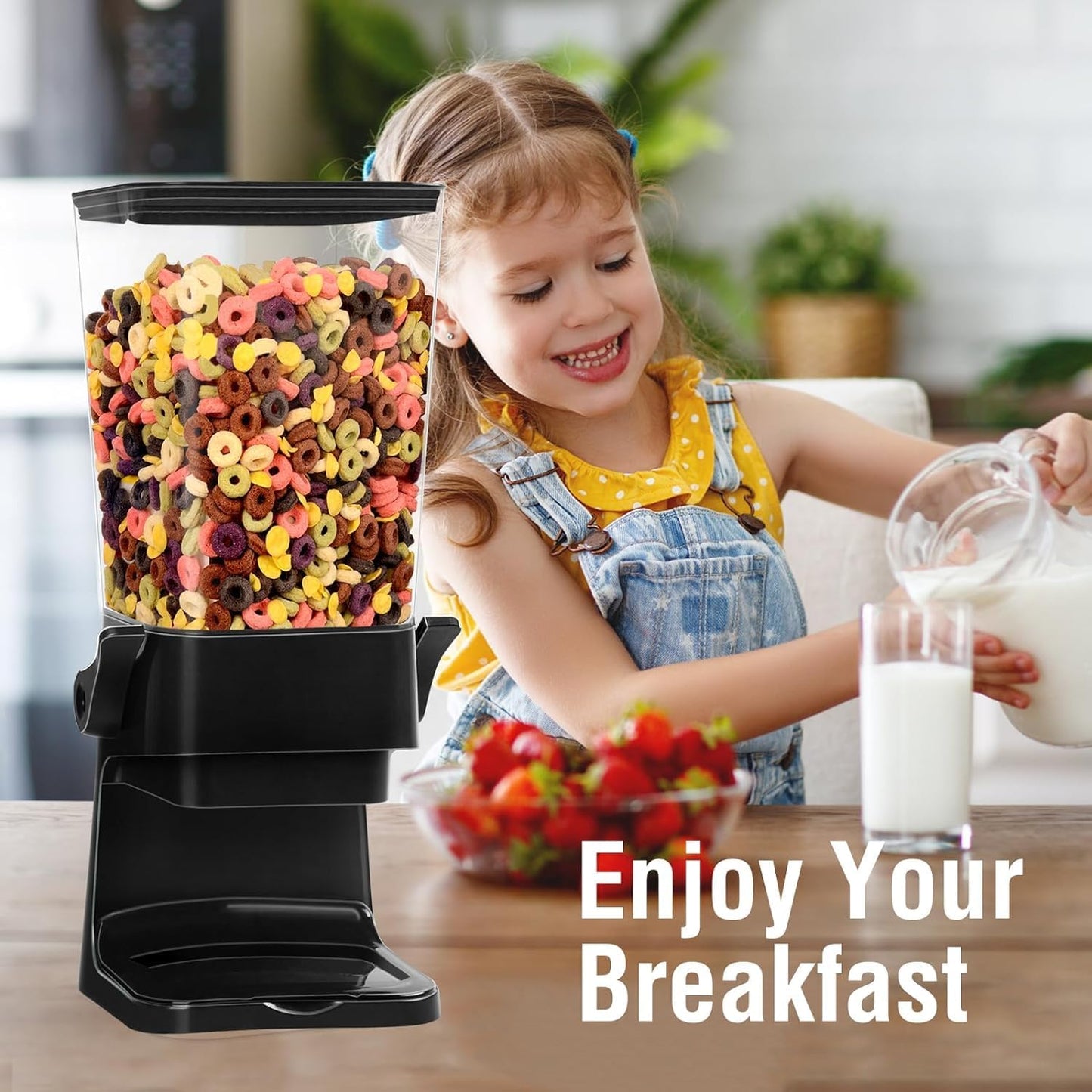 Cereal Dispenser Countertop 3pcs,5.5L Cereal Containers Storage Dispenser for Pantry,Dry Food Storage Rice Containers,Candy Dispenser,Snack Organizer Machine for Grains, Nuts,Oatmeal, Pet Food Black