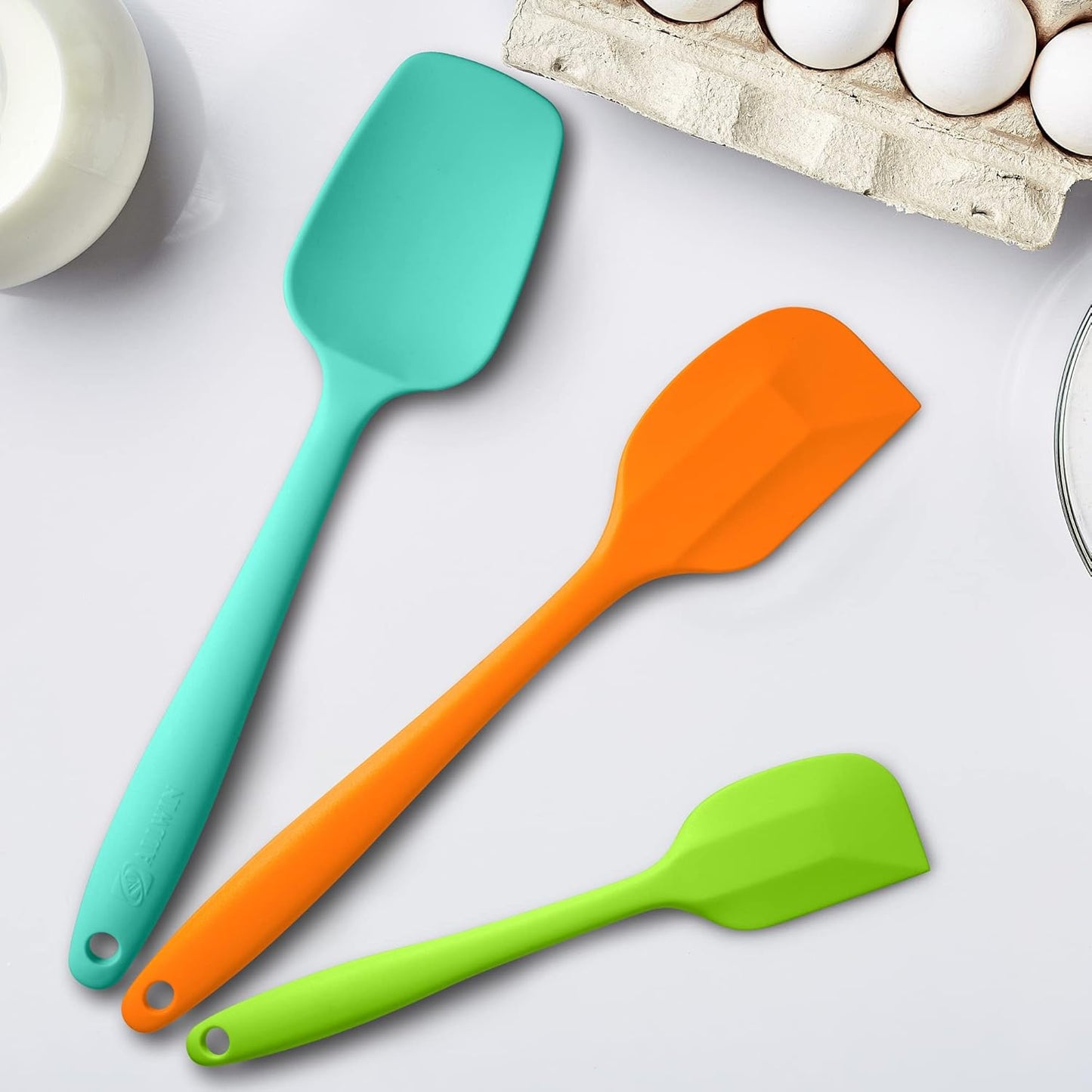 Silicone Spatula 3-piece Set, Ergonomic Handle High Heat-Resistant Spatulas, Non-stick Rubber Spatulas with Stainless Steel Core
