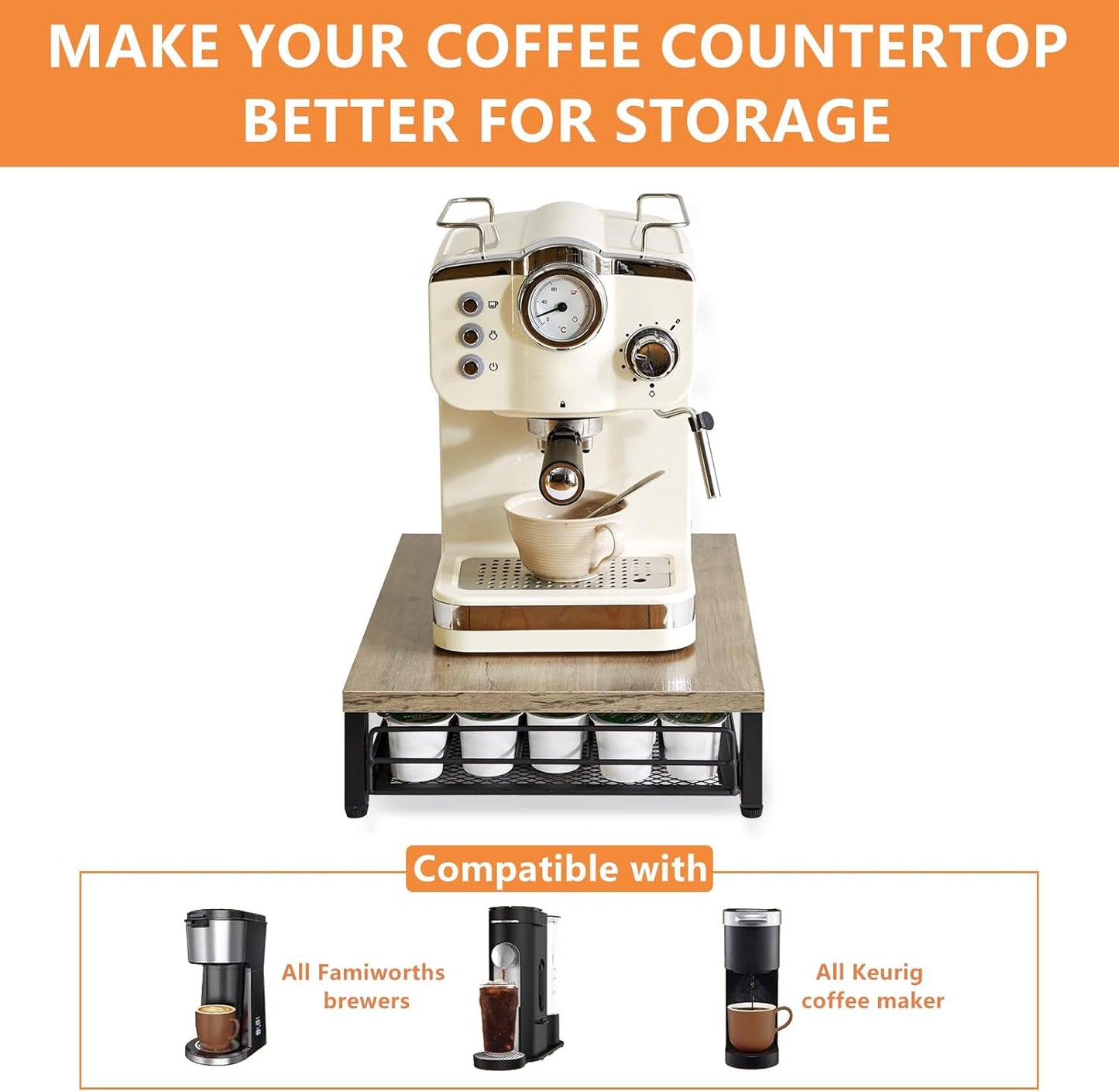 IBUYKE Coffee Pod Drawer Holder for K Cup, 35 Capacity Capsule Pods Storage Organizer,Under Coffee Pot Storage Drawer, Home Kitchen Coffee Pod Holder Counter Coffee Station,Greige UTCJ001Y