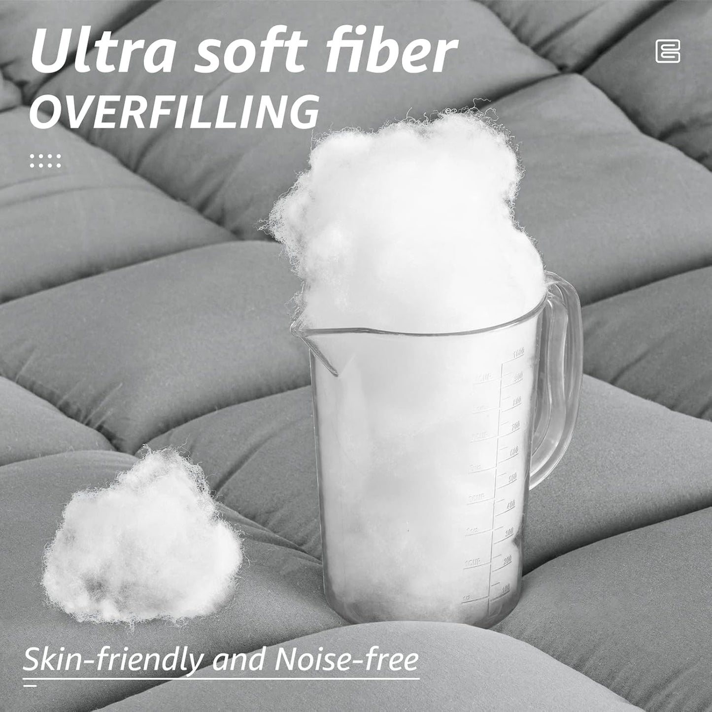 HYLEORY All Season Full Size Bed Comforter - Cooling Down Alternative Quilted Duvet Insert with Corner Tabs - Winter Warm - Machine Washable - Light Grey