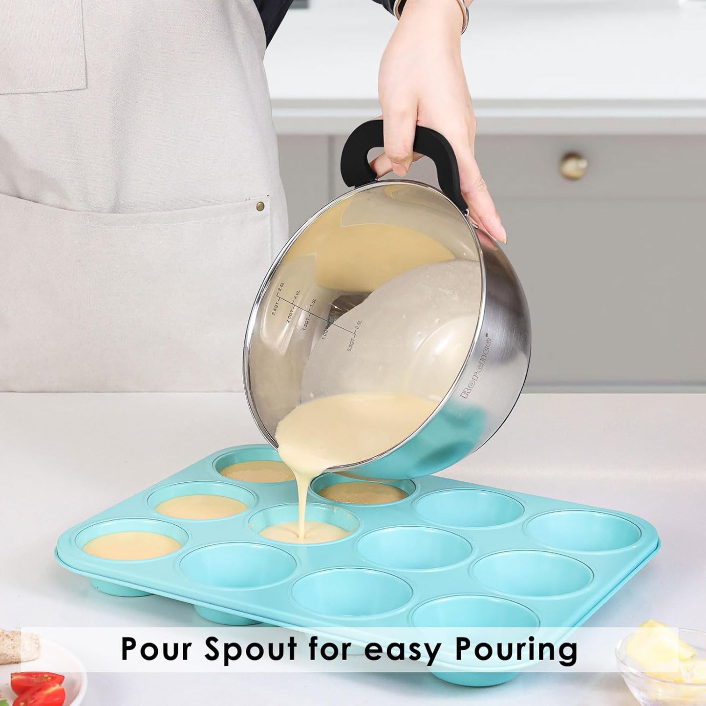 Rorence Stainless Steel Mixing Bowls: Stackable Mixing Bowl Set with Lids and Handles Non-slip Silicone Bottom Nesting Bowls for Kitchen Set of 3 - Black