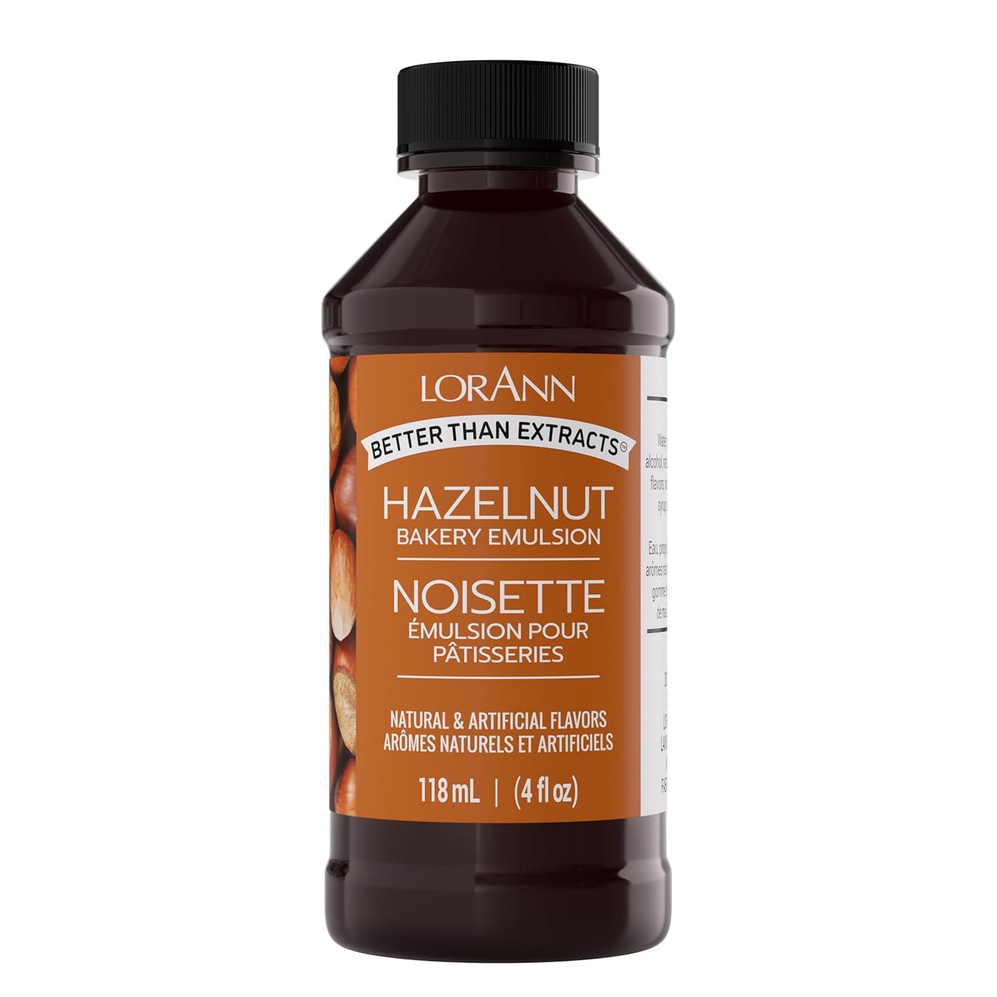 LorAnn Oils Hazelnut Bakery Emulsion: True Essence, Ideal for Boosting Fruit Tones in Cakes, Cookies & Desserts, Gluten-Free, Keto-Friendly, Extract Substitute Essential for Your Kitchen, 4 Oz