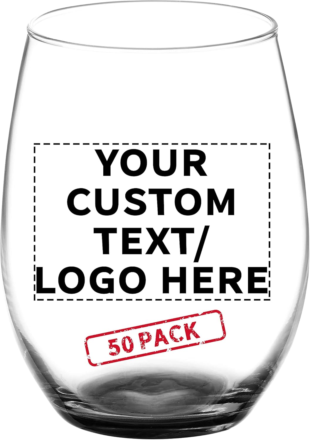 DISCOUNT PROMOS 50 ARC Stemless Wine Glasses Set, 21 oz. - Customizable Text, Logo - Chardonnay, Cabernet, Merlot, Sauvignon - Black