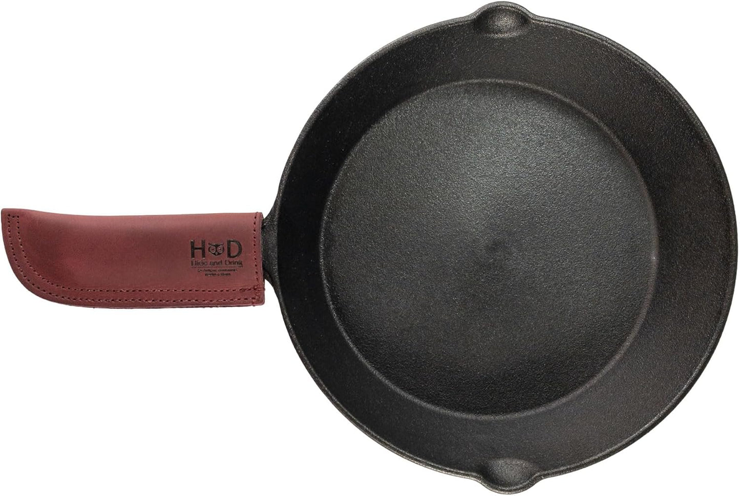Hide & Drink, Hot Handle, Cast Iron Protector, Panhandle Potholder, Double Layered, Double Stitched, Slides On/Off Easily onto Metal Skillet Grips, Full Grain Leather, Handmade, Sangria