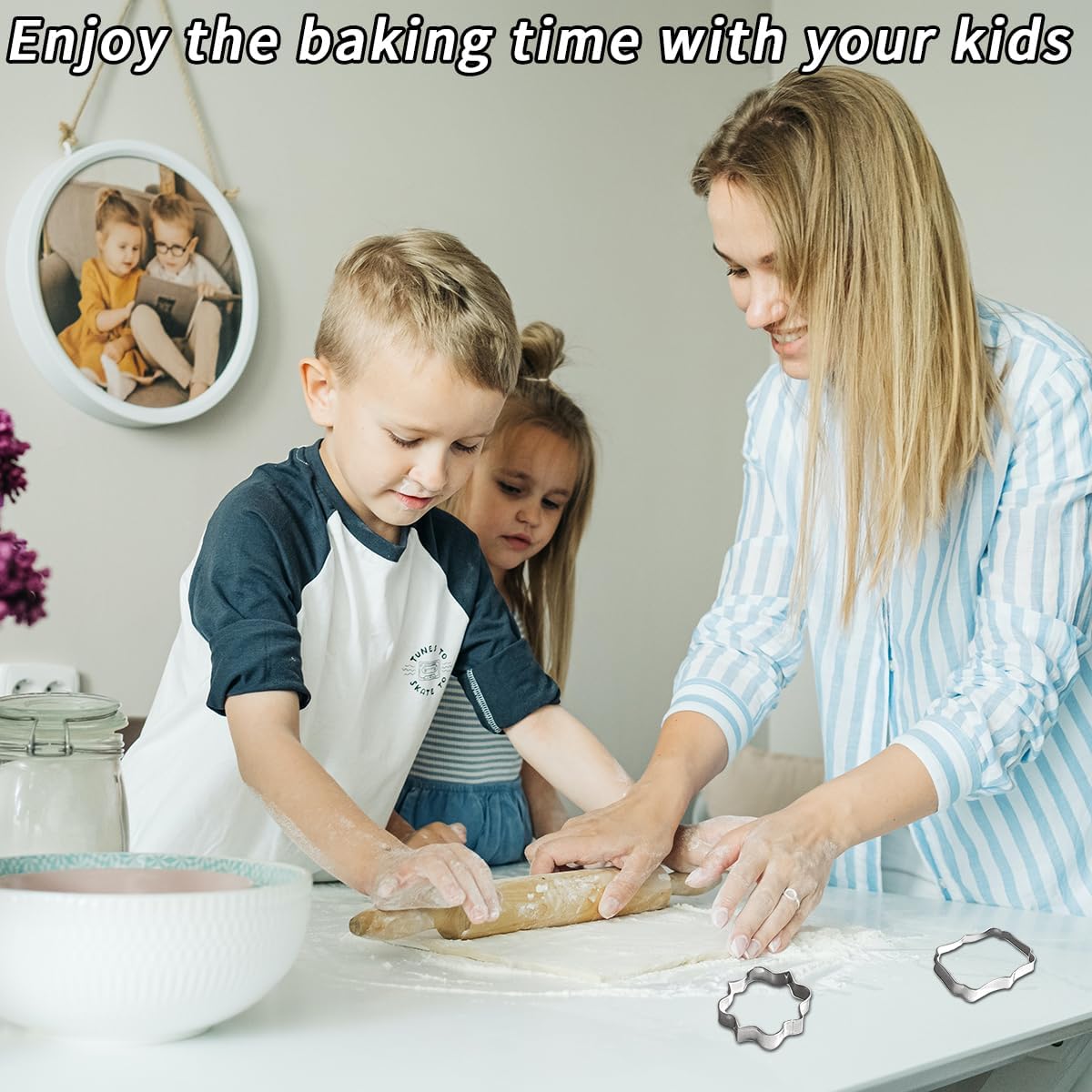 Frame Cookie Cutters 10pcs Stainless Steel Plaque Cookie Cutter Difference Shapes, DIY Fondant Cutters Tiles Metal Pancake Molds for Biscuit Wedding Baking Decorations Holiday Birthday Party