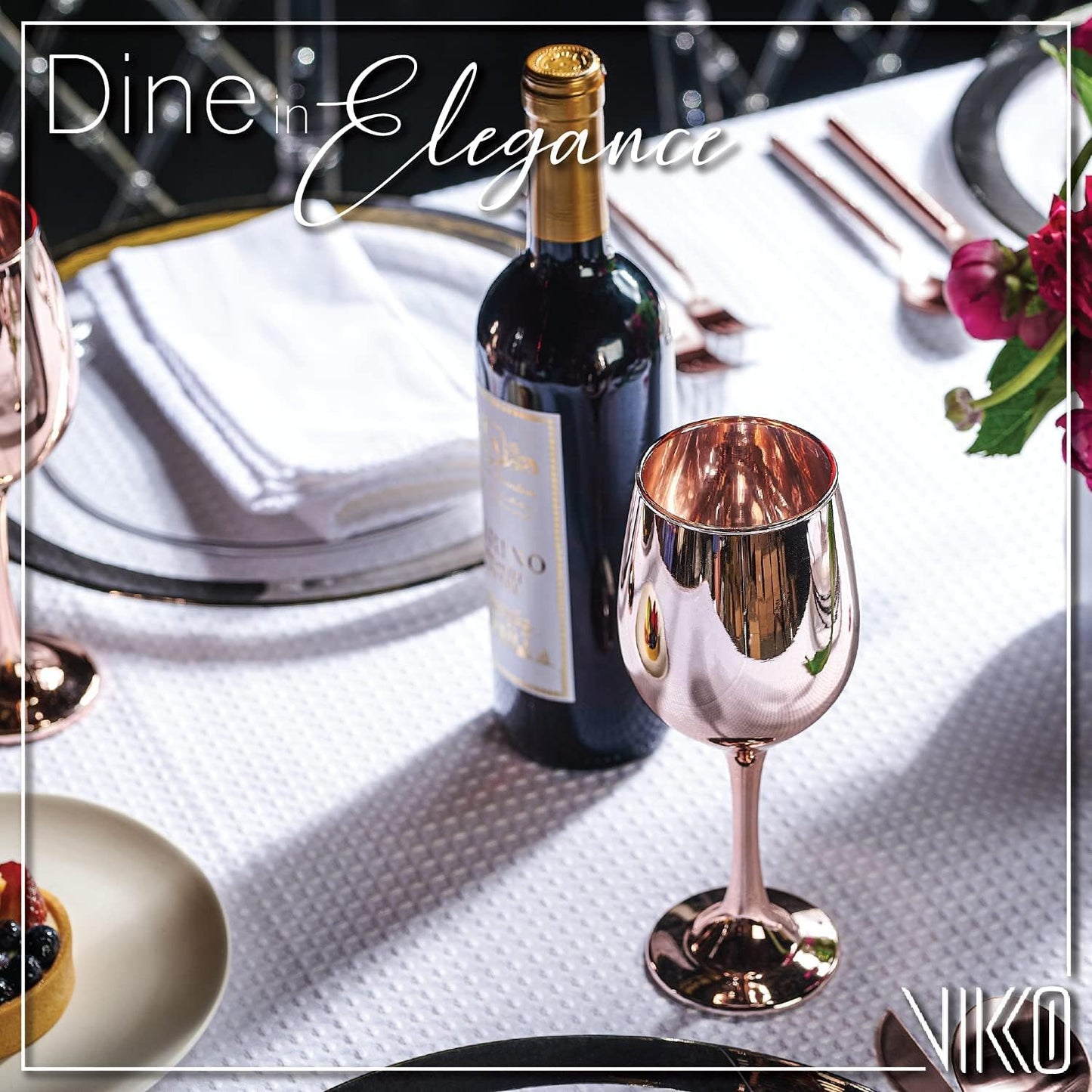 Vikko Décor Wine Glasses, Light Gold Wine Glass, 14 Oz Fancy Wine Glasses With Stem For Red And White Wine, Thick And Durable Wine Glass, Dishwasher Safe, Set Of 6