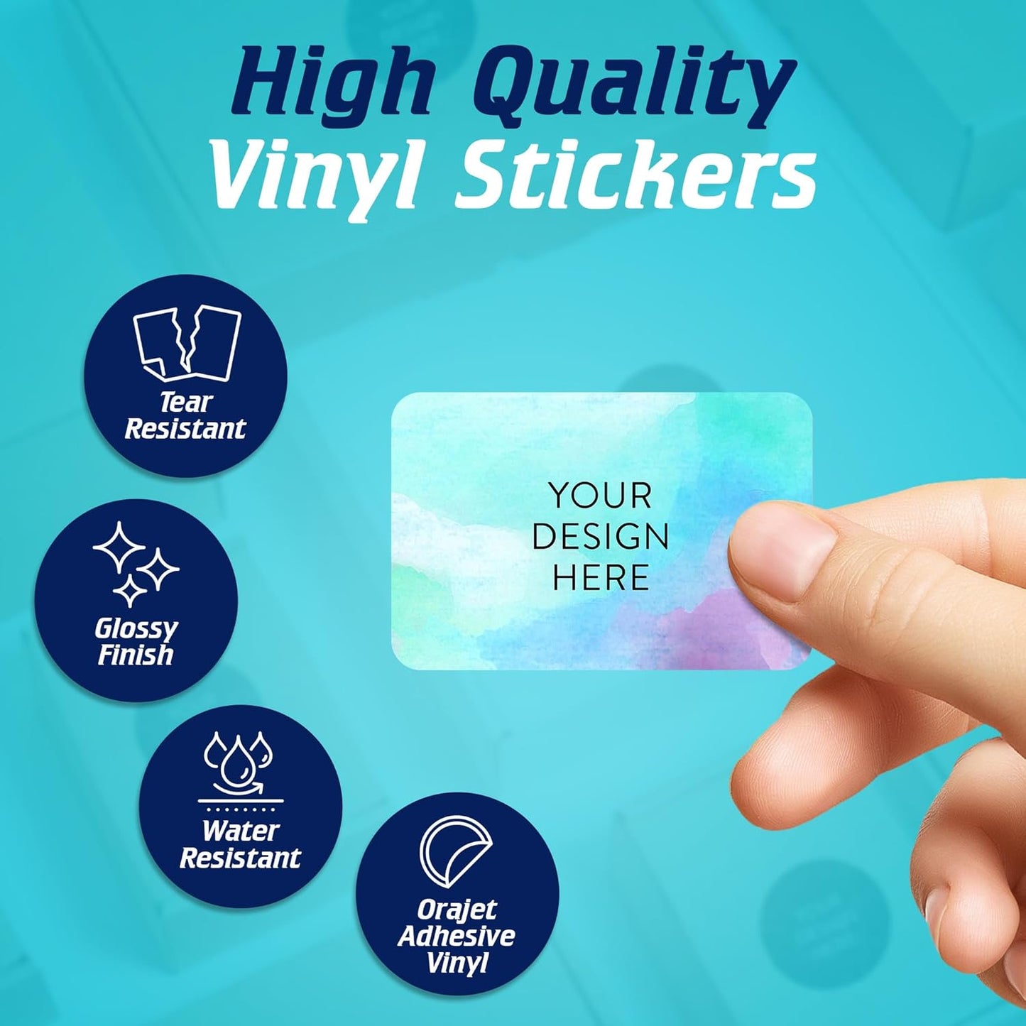 100 Custom Vinyl Stickers - Upload Your own Image, Text, Design, Logo - Personalized Logo Labels for Handmade, Packaging, Bottle, Jars, Candle, Brand Stickers (Sky Blue, 4x2)