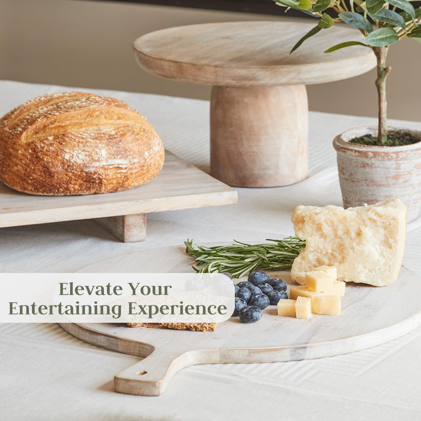 16' Round Cutting Board, Artisan Crafted from Mango Wood, Elegant Wooden Serving Platter for Charcuterie, Appetizers, Cheese Displays, Entertaining, Dinner Parties, and Stylish Home Decor