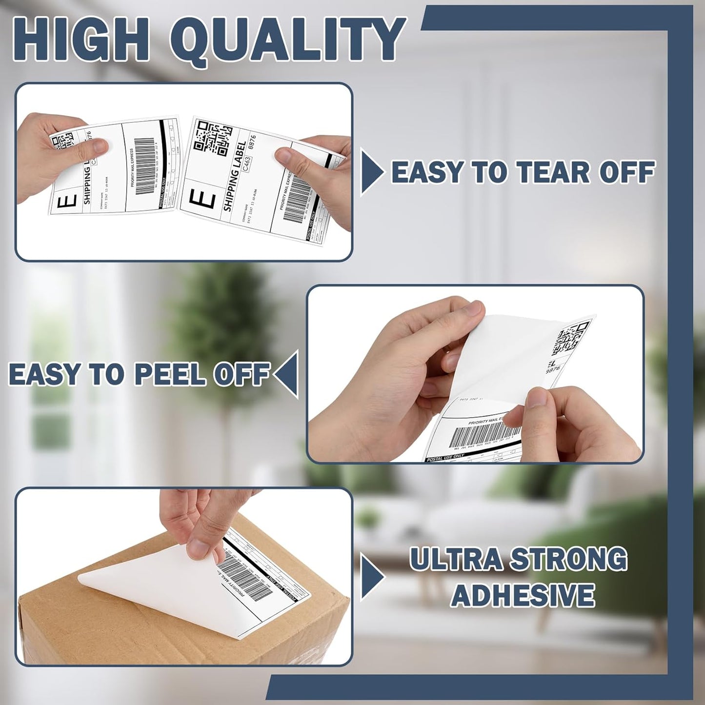 JTIEO 4" x 6" Thermal Labels, 3000 Fanfold Direct Thermal Shipping Labels, Perforated White, Commercial Grade with Permanent Adhesive,Compatible with Most Thermal Printers.