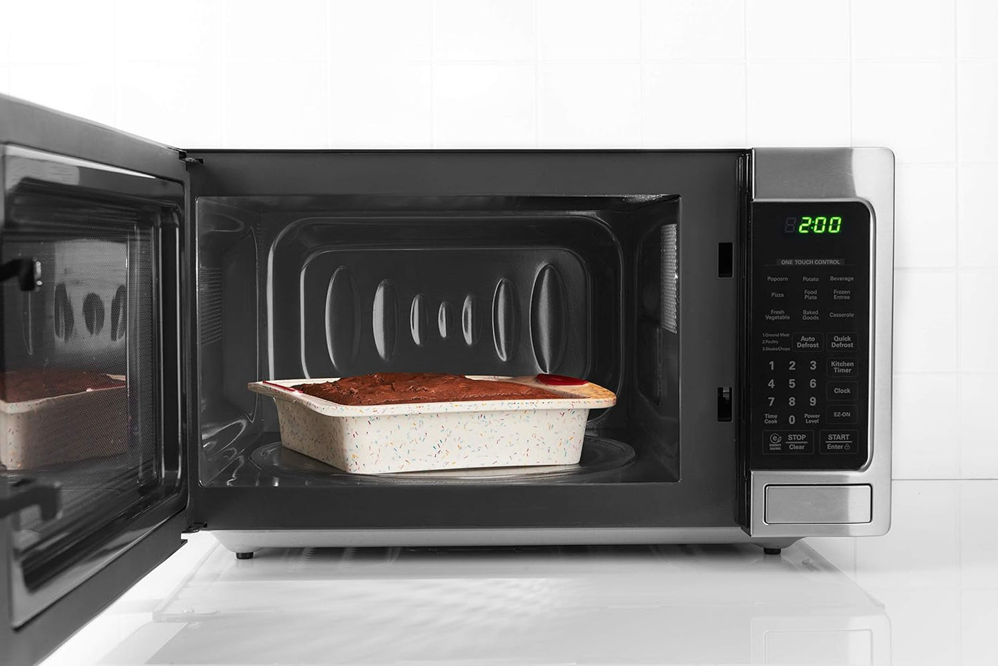 Trudeau 8x8in Confetti Silicone Cake Pan – Reinforced Hybrid of Flexible Silicone and Hard Lining for Shape Stability – Nonstick, BPA Free, Oven Safe to 428°F, and Dishwasher Safe