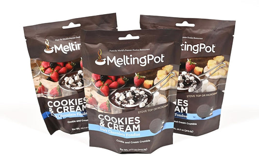 Melting Pot Chocolate Fondue; Mini Chocolate Wafers For Melting, Cookies & Cream Dark Chocolate Flavor, Pack of 3, 9.75oz Bags