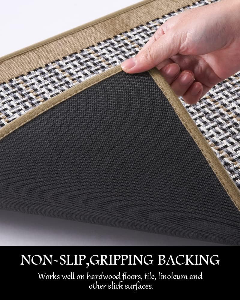 PADOOR Kitchen Mats for Floor, Kitchen Rugs Non Slip Washable, Rubber Backed Kitchen Runner Super Absorbent Long Kitchen Floor Mat Sink Rug, 20”x70” Brown