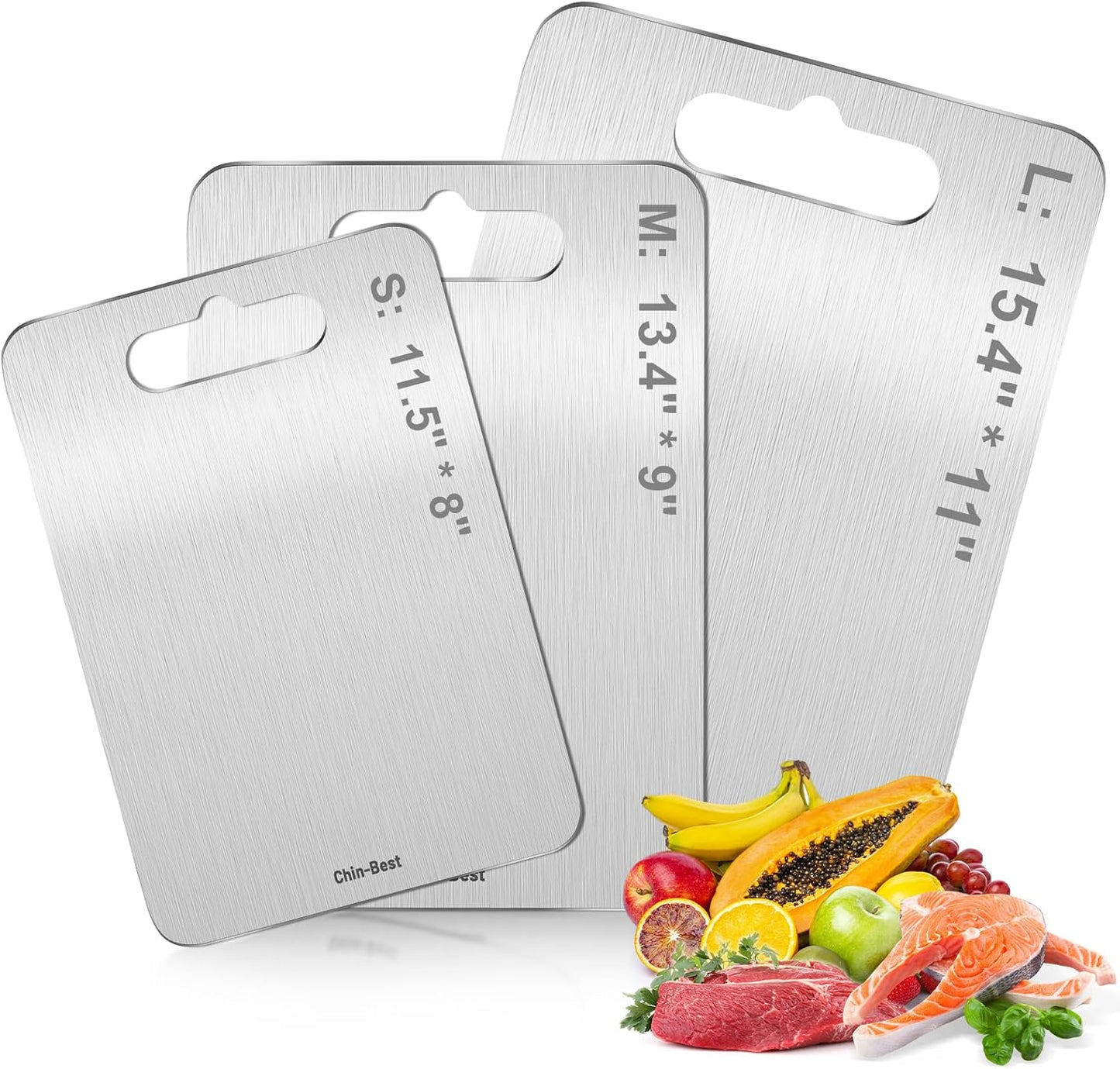 Titanium Cutting Boards For Kitchen, Double-Sided Food-Grade Kitchen Stainless Cutting Board, Non-Toxic & Non-Slip, Dishwasher Safe, Ideal For Indoor, Outdoor, Camping & Bbq Parties, L 15.4" * 11"