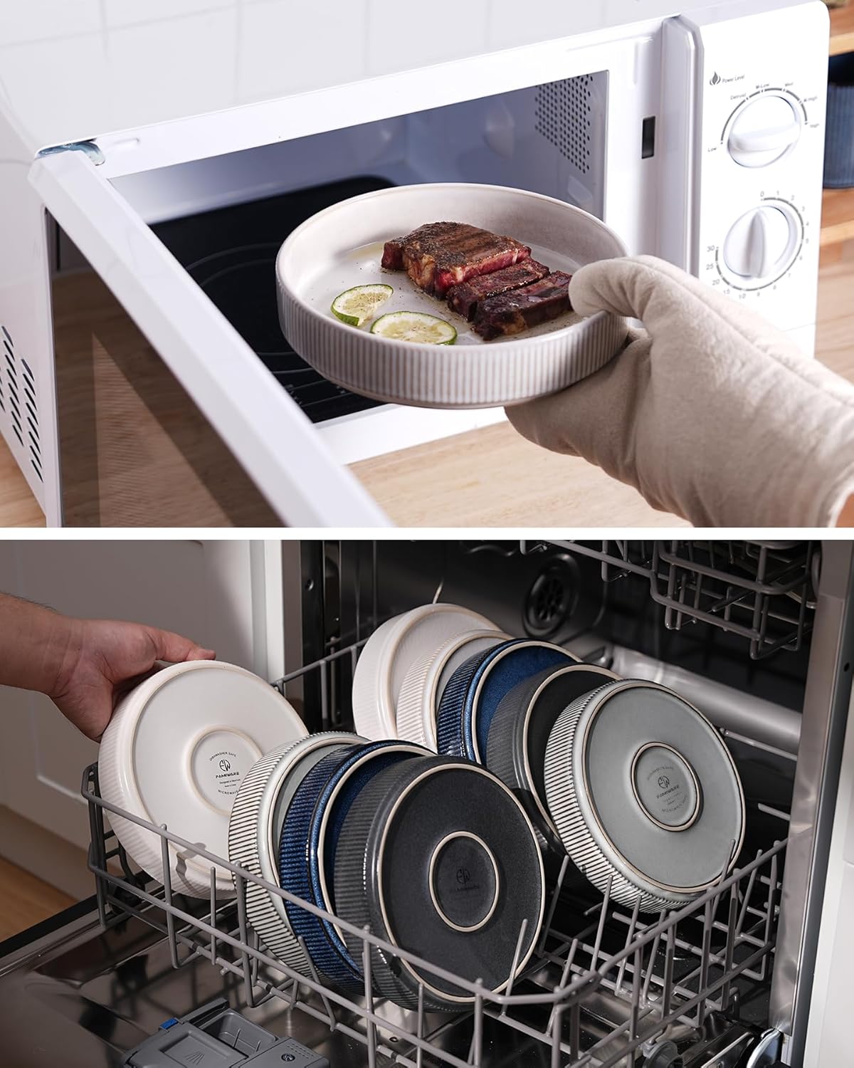 famiware Star 7.5" Pasta Bowls Set, Salad Bowl Set of 6, Double Reactive Glaze, Stackable, Perfect for Your Friend for Housewarming, Thanksgiving, Christmas, Matte White (Full Glaze)