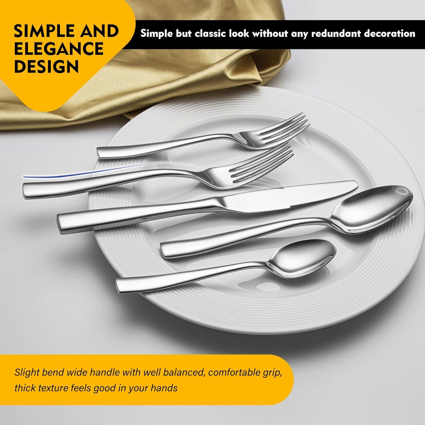 Heavy Duty Silverware Set for 8, EIUBUIE 40 Piece Stainless Steel Flatware Cutlery Set, Durable Kitchen Eating Utensils Tableware Sets Including Fork Spoon Knife Sets, Mirror Polished, Dishwasher Safe