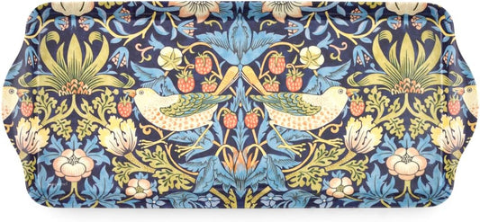 Pimpernel Morris & Co Strawberry Thief Blue Melamine Tray with Handles - Elegant Serving Tray for Tea Parties, Decorative Sandwich Display - Stylish Kitchen & Dining Organization, Ideal Gift for Her