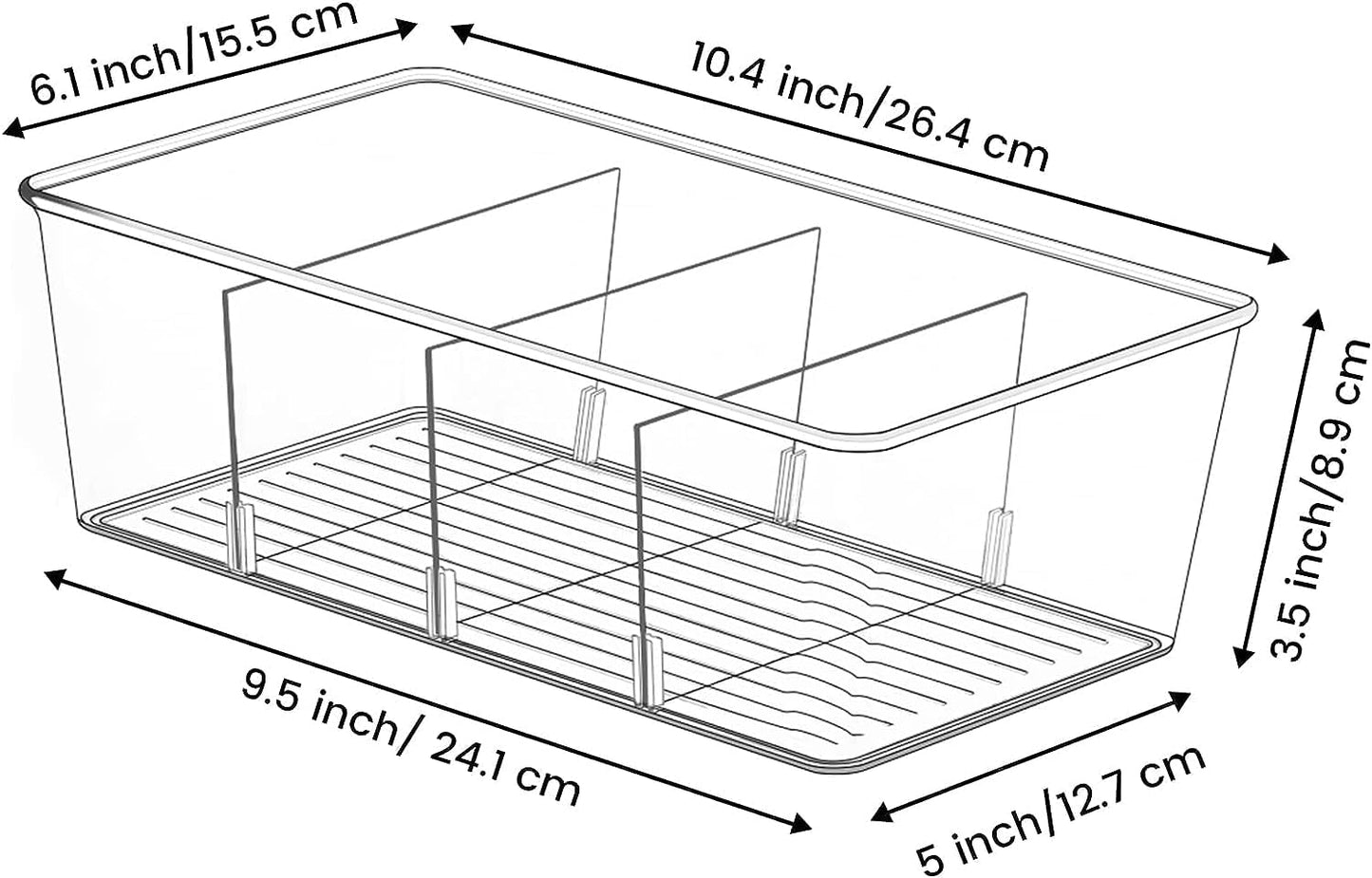 wilfox Pantry Organizer, 7 Pack Clear Organizer Bins with Removable Dividers, Pantry Organizers and Storage, Fridge Organizer and Cabinet Organizer for Snack, Pouches, Spice Packets