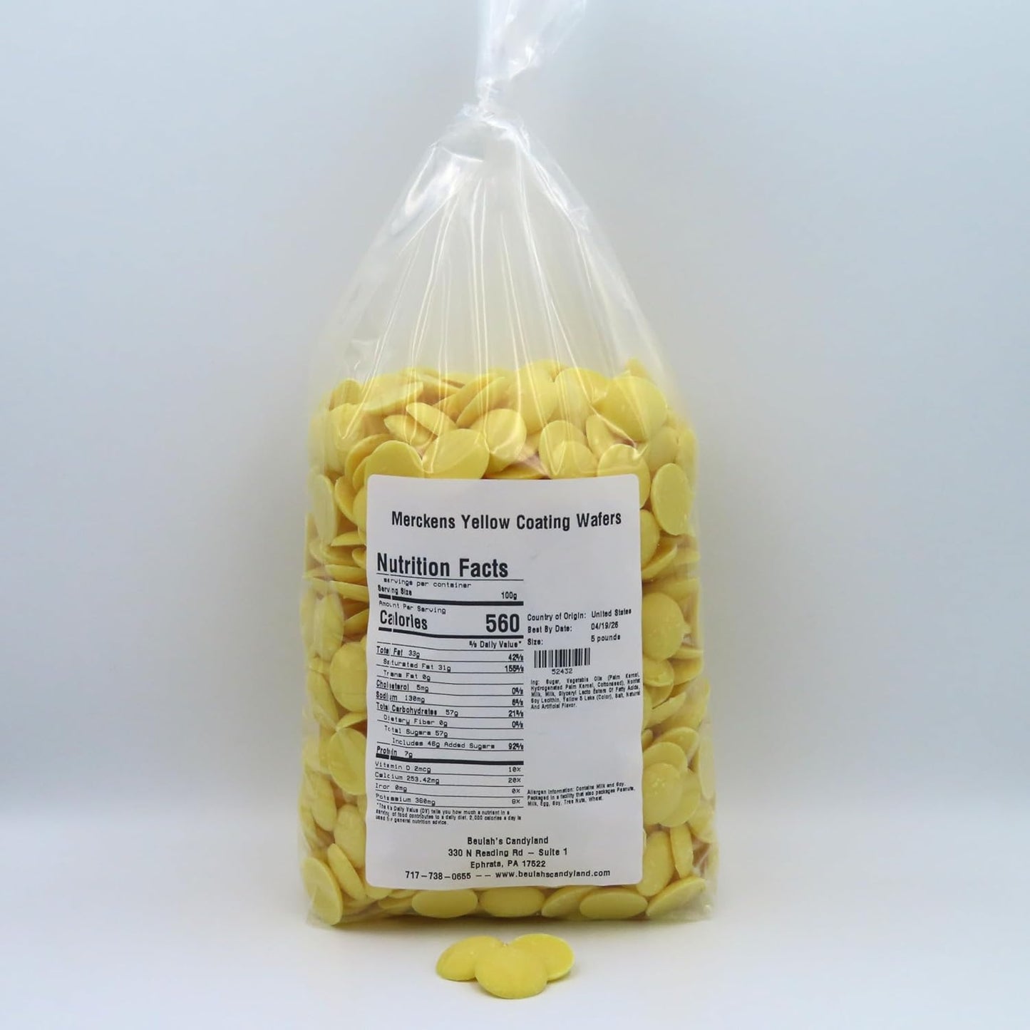 MERCKENS Coating Wafers, Yellow Melting Chocolate, 5 Pound Package