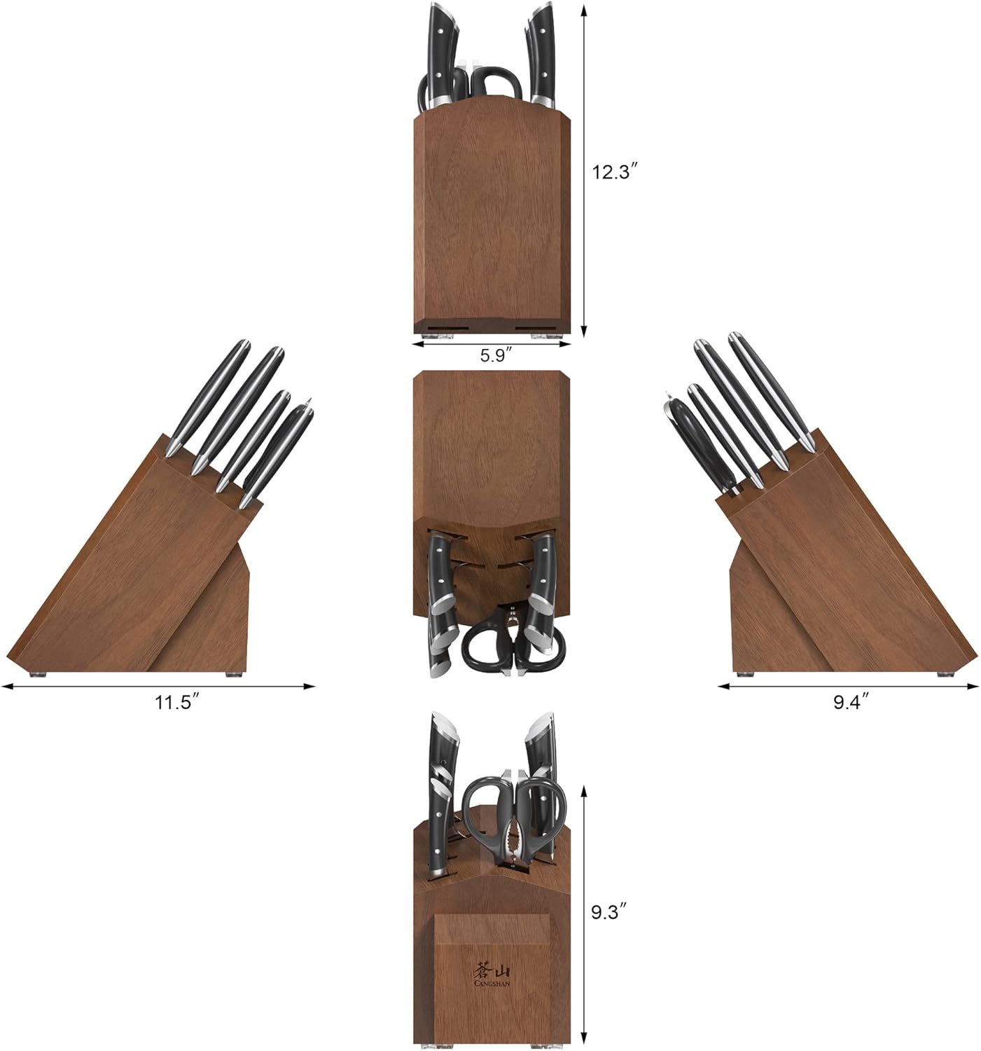 Cangshan HELENA Series German Steel Forged Knife Block Set (10-Piece, Black)