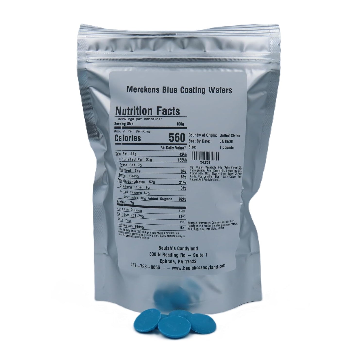 MERCKENS Coating Wafers, Blue Melting Chocolate, 1 Pound Package