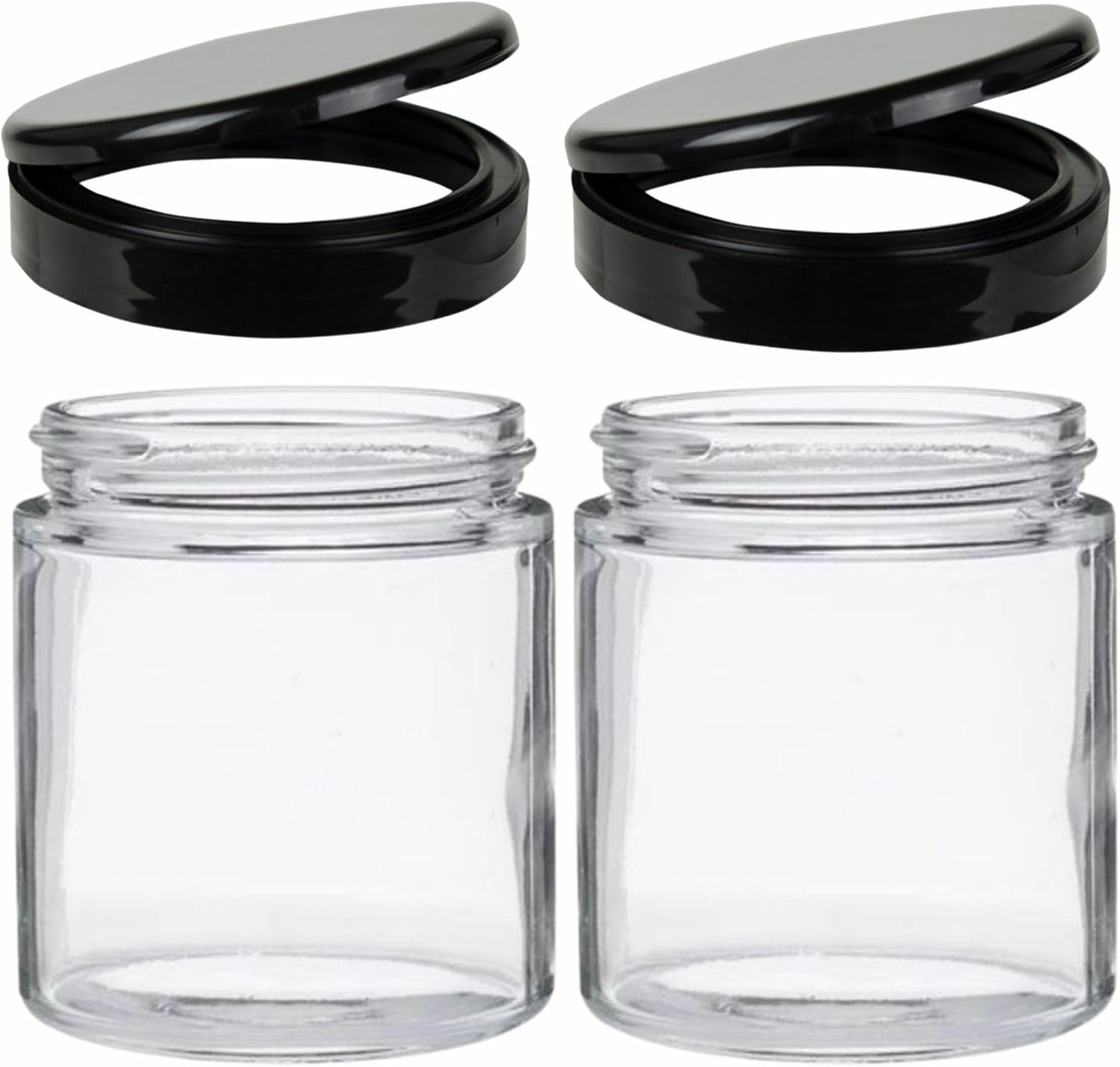 Jarming Collections Mason Jars - 16 oz Glass Extra Wide Mouth Pint Storage Jars with Black Flip Snap Lids - Made in USA