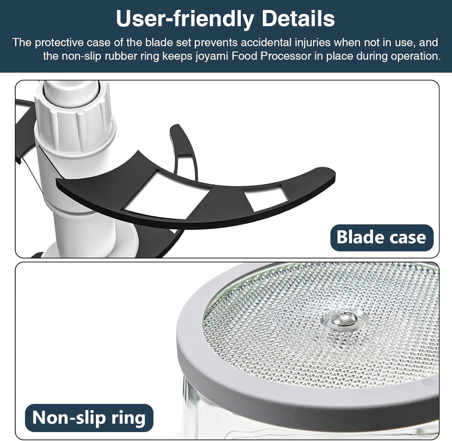 JOYAMI Electric Food Processor with 2 Bowls, Food Chopper Vegetable Meat Grinder, Stainless Steel Blades, 2 Speed