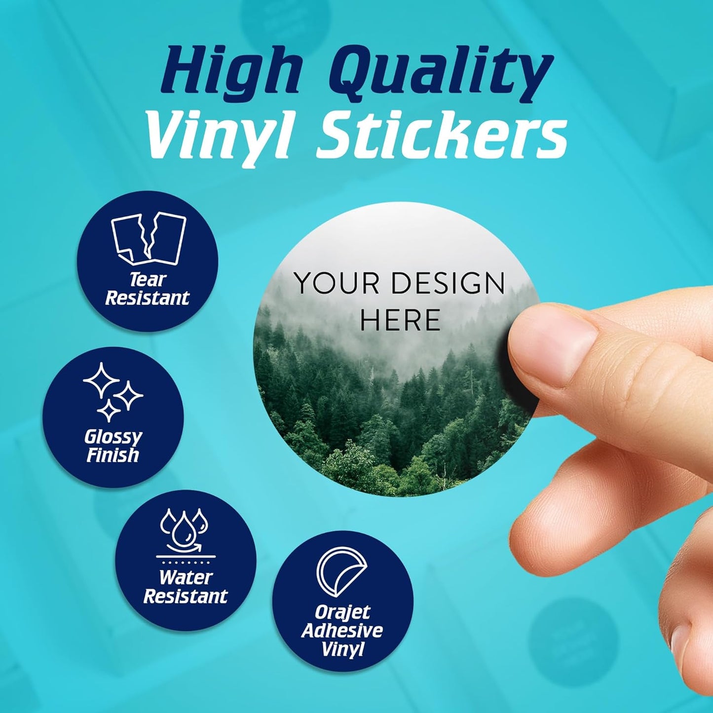 100 Custom Vinyl Stickers - Upload Your own Image, Text, Design, Logo - Personalized Logo Labels for Handmade, Packaging, Bottle, Jars, Candle, Brand Stickers (Foggy Valley, 2x2)