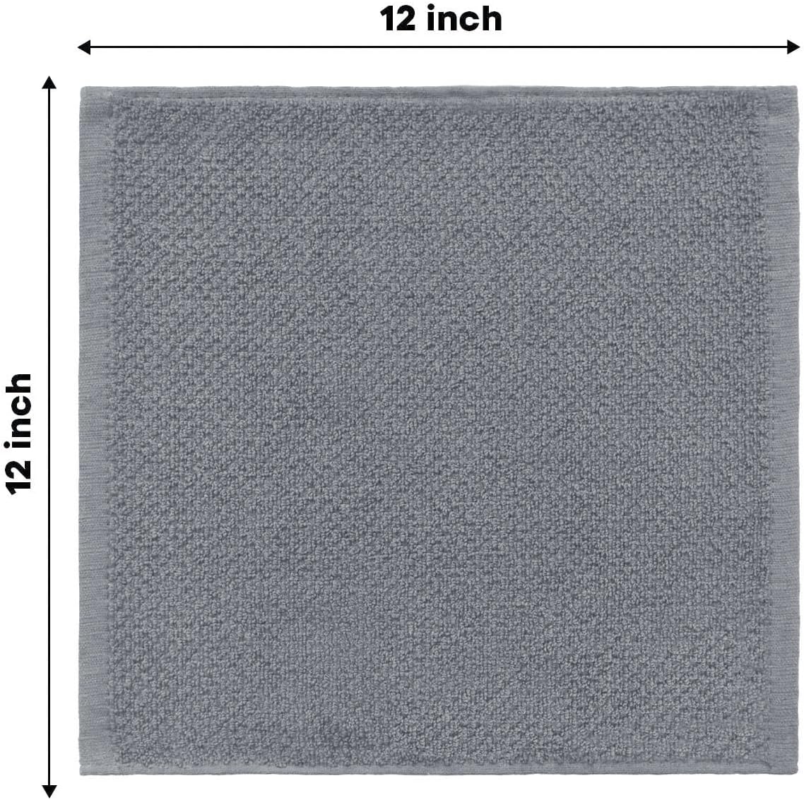 Artoid Mode Ring Spun Cotton Grey Dishcloth Kitchen Towels, 12x12 Inch Ultra Soft Absorbent Quick Drying Household Cleaning Kitchen Rags Set of 4