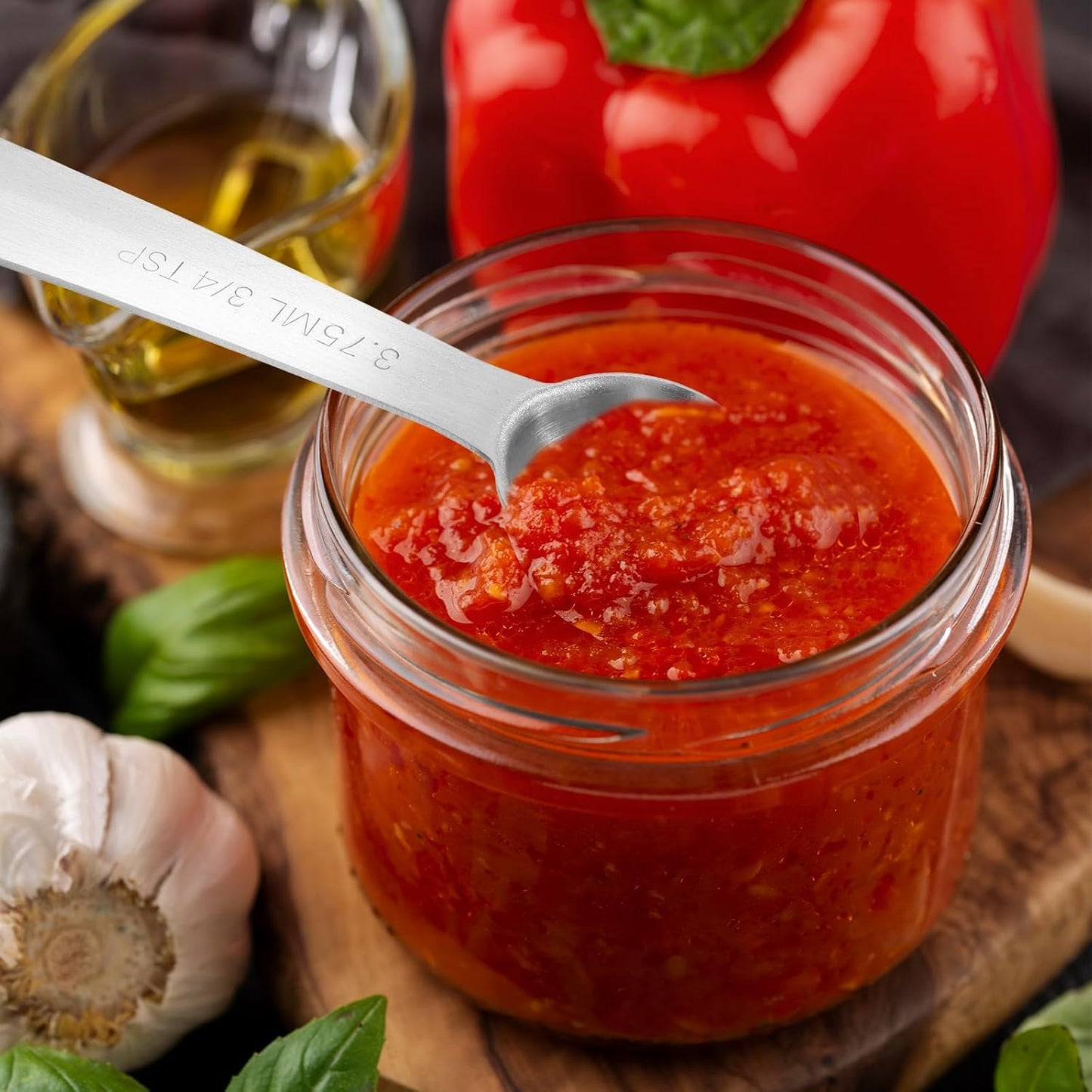 2Pcs 3/4 tsp Measuring Spoon, (1/4 tbsp | 3.75 ml | 1/8 oz) Stainless Steel Measure Spoons, Tablespoon Measuring Spoon with Precise Scale(Silver)