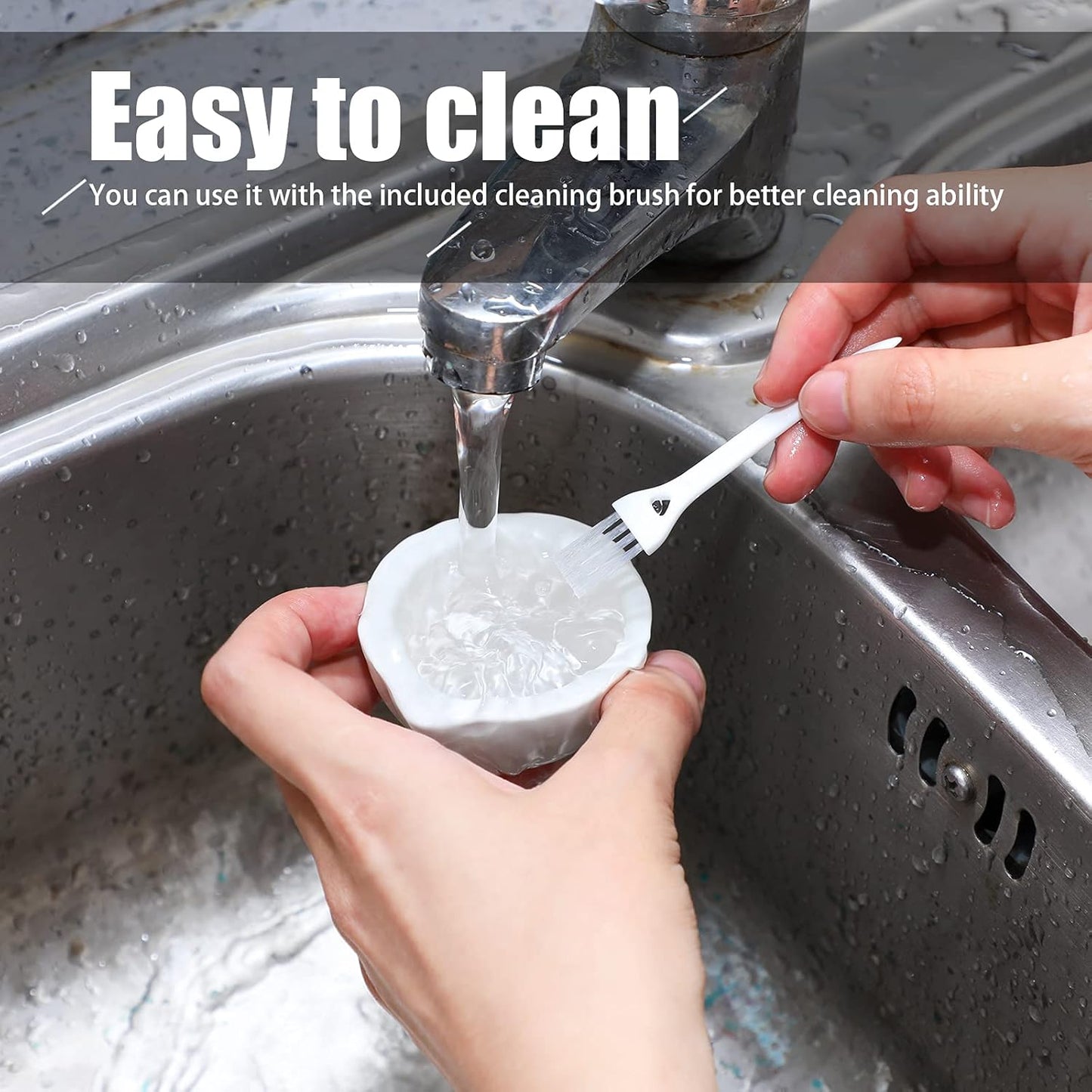 2 Sets Mini Porcelain Mortar and Pestle Set Porcelain Herb Grinder Crusher Grinding Bowl Kitchen Mixing Grinding Bowl with 2 Pieces Brushes for Seasonings, Sesame, Herbs, Medicine(60 mm)