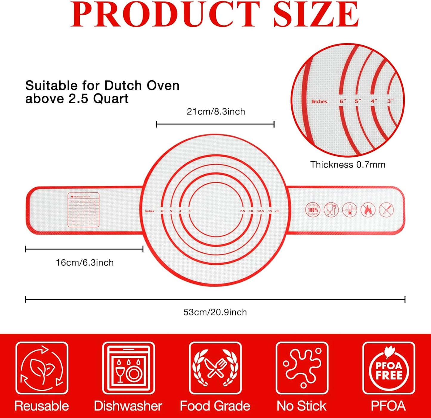 Silicone Bread Sling for Dutch Oven Baking Mat With Extra Long Handles Sourdough Bread Baking Supplies Non-Stick Silicone Mat Reusable Heat Resistant Food Grade Cooking Sheets Liners 2 PCS