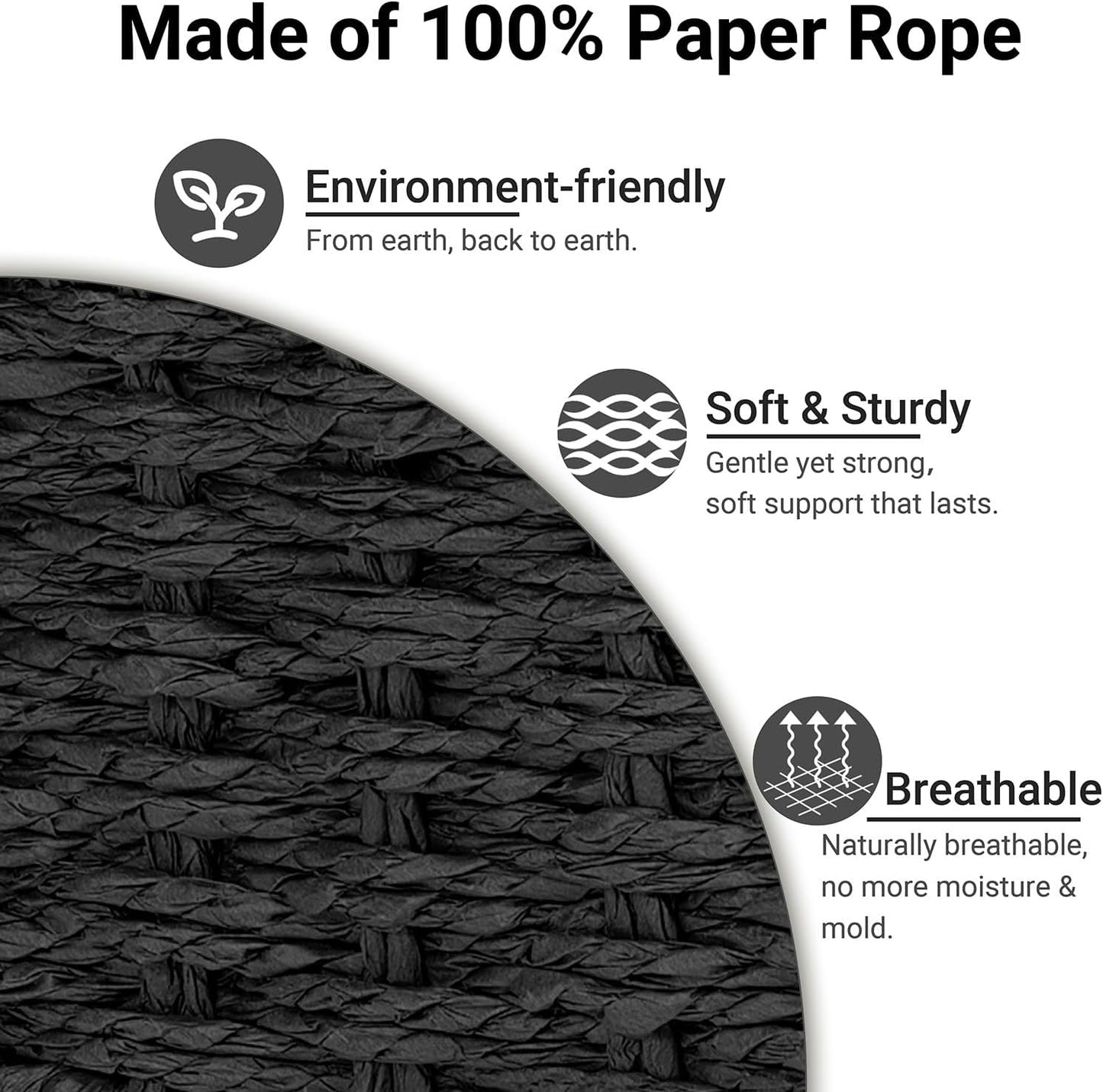 Wicker Baskets for Organizing,Pantry, Kitchen Counter with Handles, Handwoven Woven Storage Baskets for Fruit, Bread, Vegetable, Paper Storage Bins for Shelves, 3 Pack, Black