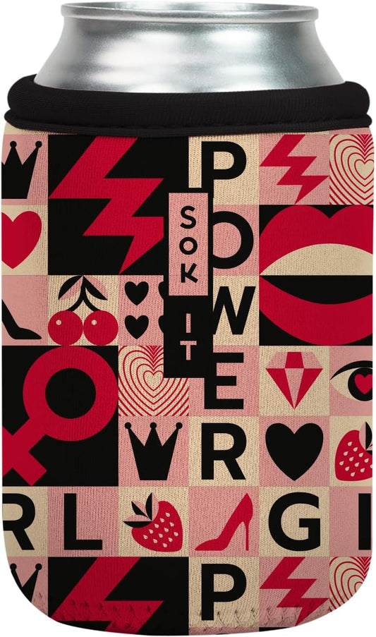 Sok It CanSok Sleeve for Beer & Soda Insulated Neoprene Cover (Girl Power, 12oz Can Sleeve)