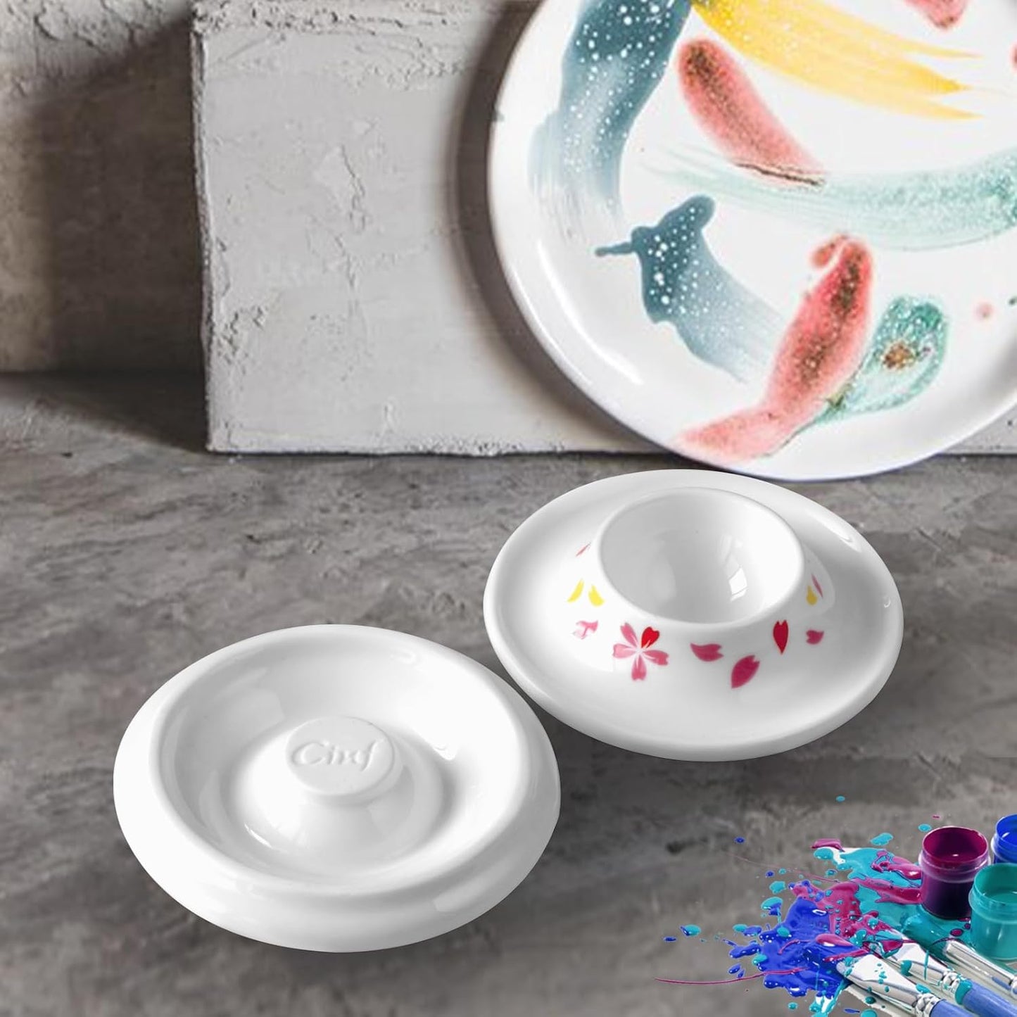 Cinf Ceramic Sakura Egg Holder Set of 2 Porcelain Holder With 2 Stainless Steels Egg Spoons Breakfast Boiled Cooking Easy to Clean Childhood Memories Kitchen