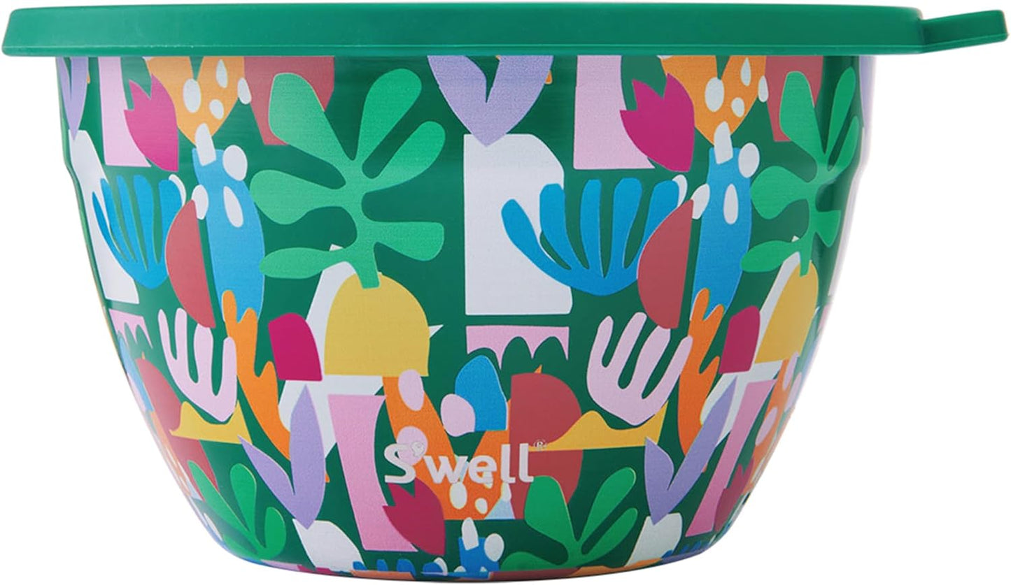 S’well Stainless Steel 64oz Salad Bowl Kit, Paper Cutouts Design, Includes 2oz Mini Canister and Removable Tray, Leakproof, Easy to Clean, Dishwasher Safe