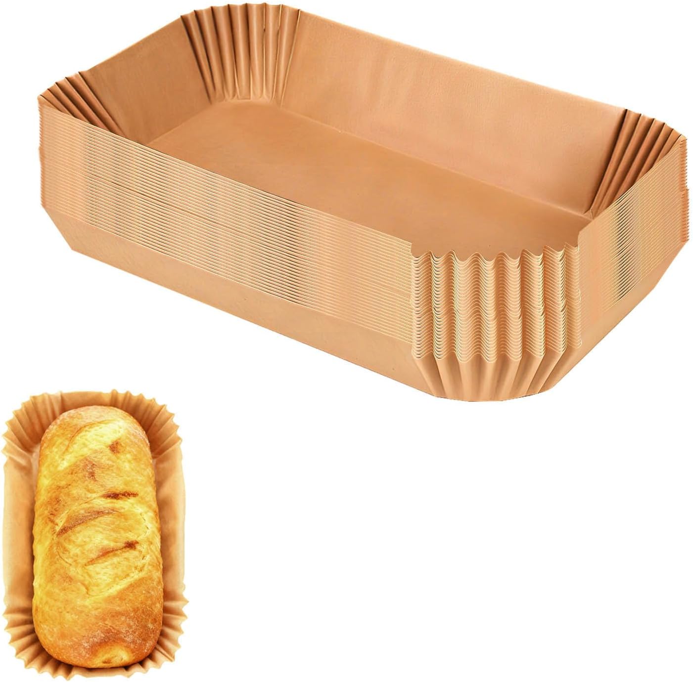 100 Pack Loaf Pan Liners for Baking Bread 9x5, Non-Stick Silicone Greaseproof Paper, Compatible with Amazon Basics Loaf Pan, Ideal for Bread, Cakes, Banana Bread