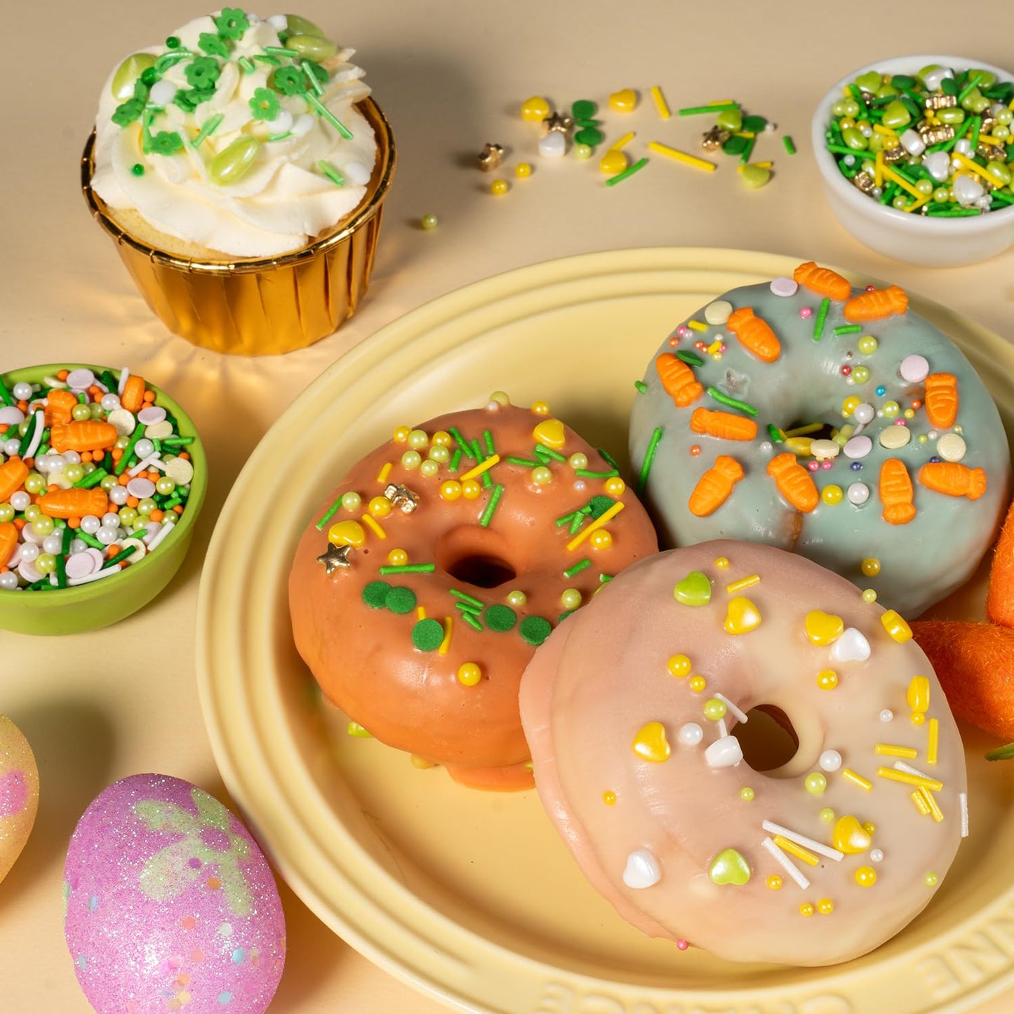 Cobakey Easter Sprinkles for Cookies 4.23 Ounce Spring Sprinkles for Baking Gold Star Edible Heart Perfect for Easter Cake Decorations, Baking, Ice Cream, Cookies, Cupcake Topper