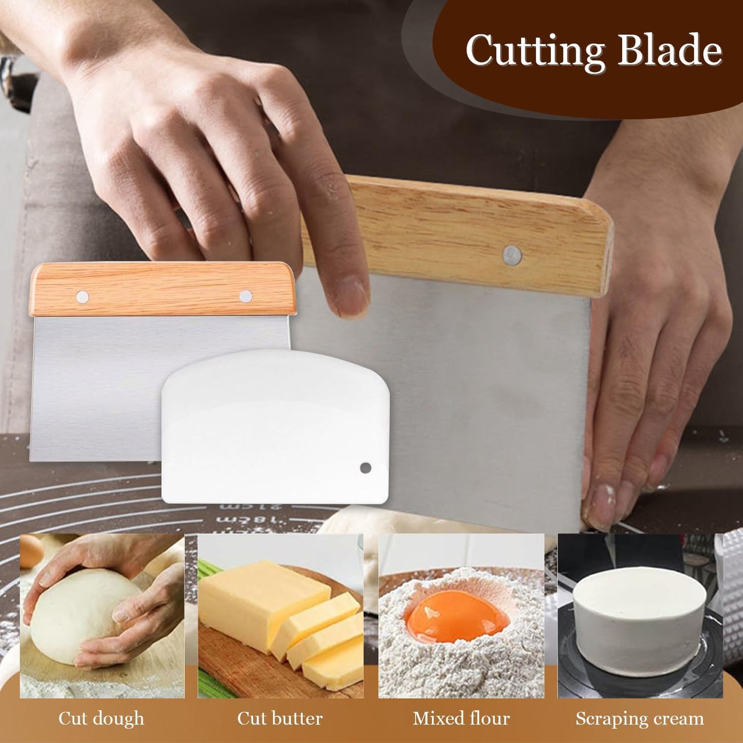 Bread Making Tools Set,Danish Dough Whisk with Sourdough ScoringTool,Bread Making Tools and Supplies, Dutch Whisks for Dough, With Dough Scraper Sourdough Cutter, Pastry Brush