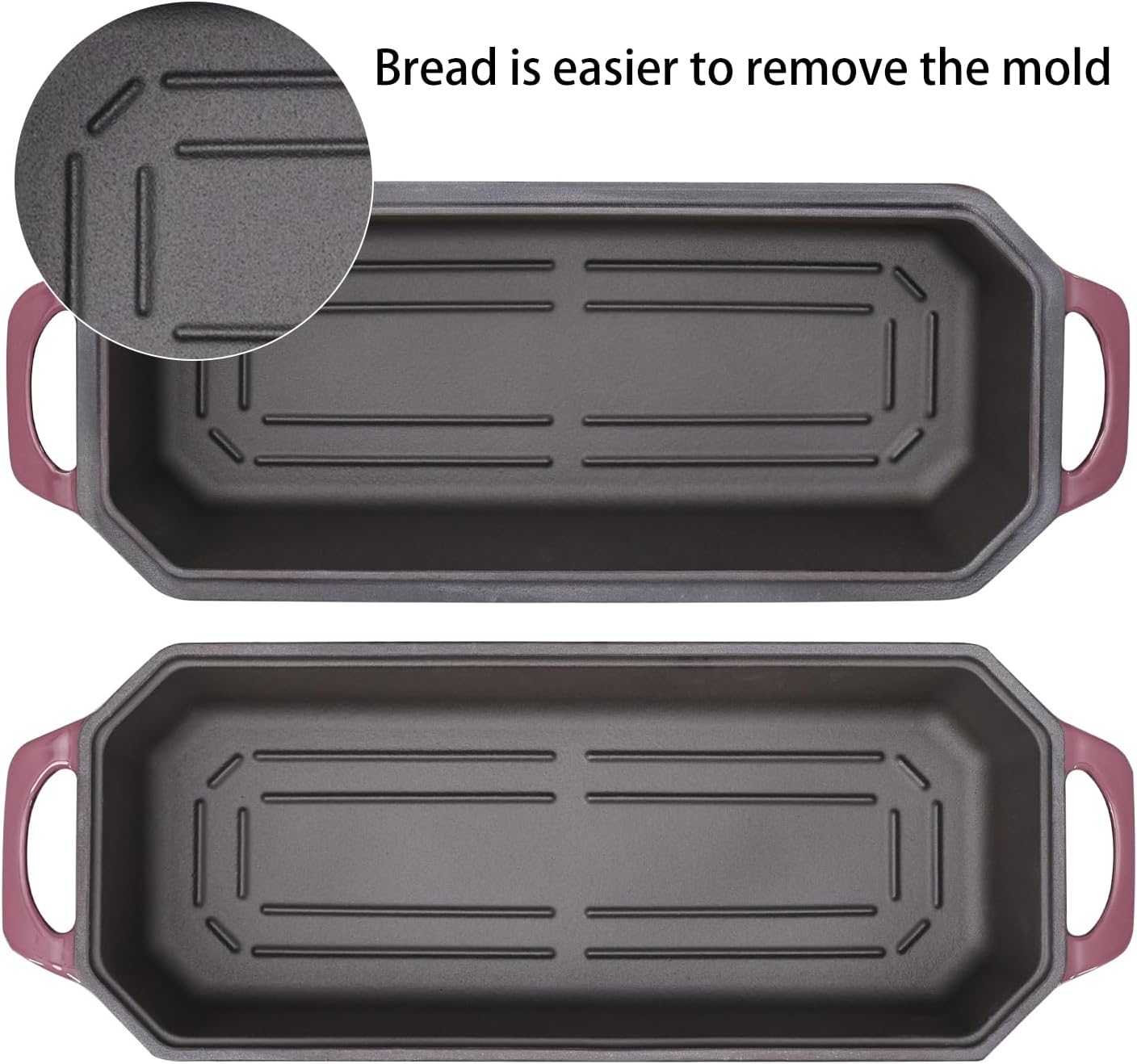 Bread Pan Cast Iron Loaf Pan with Lid Bread Loaf Pan 13x5 Inch Enameled Cast Iron Sourdough Bread Pan,Magenta